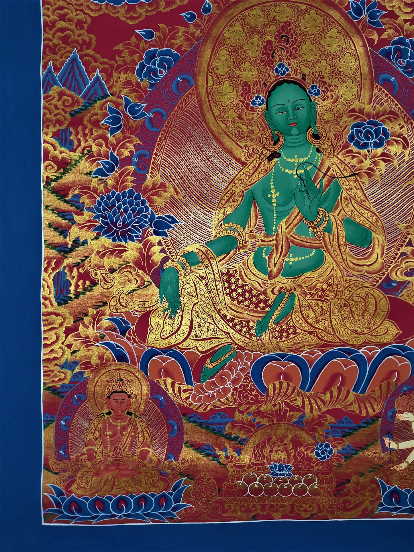 Hand painted Original Green Tara Masterpiece Painting Tibetan Wall hanging Thangka  / Thangka / Compassion Meditation From Nepal