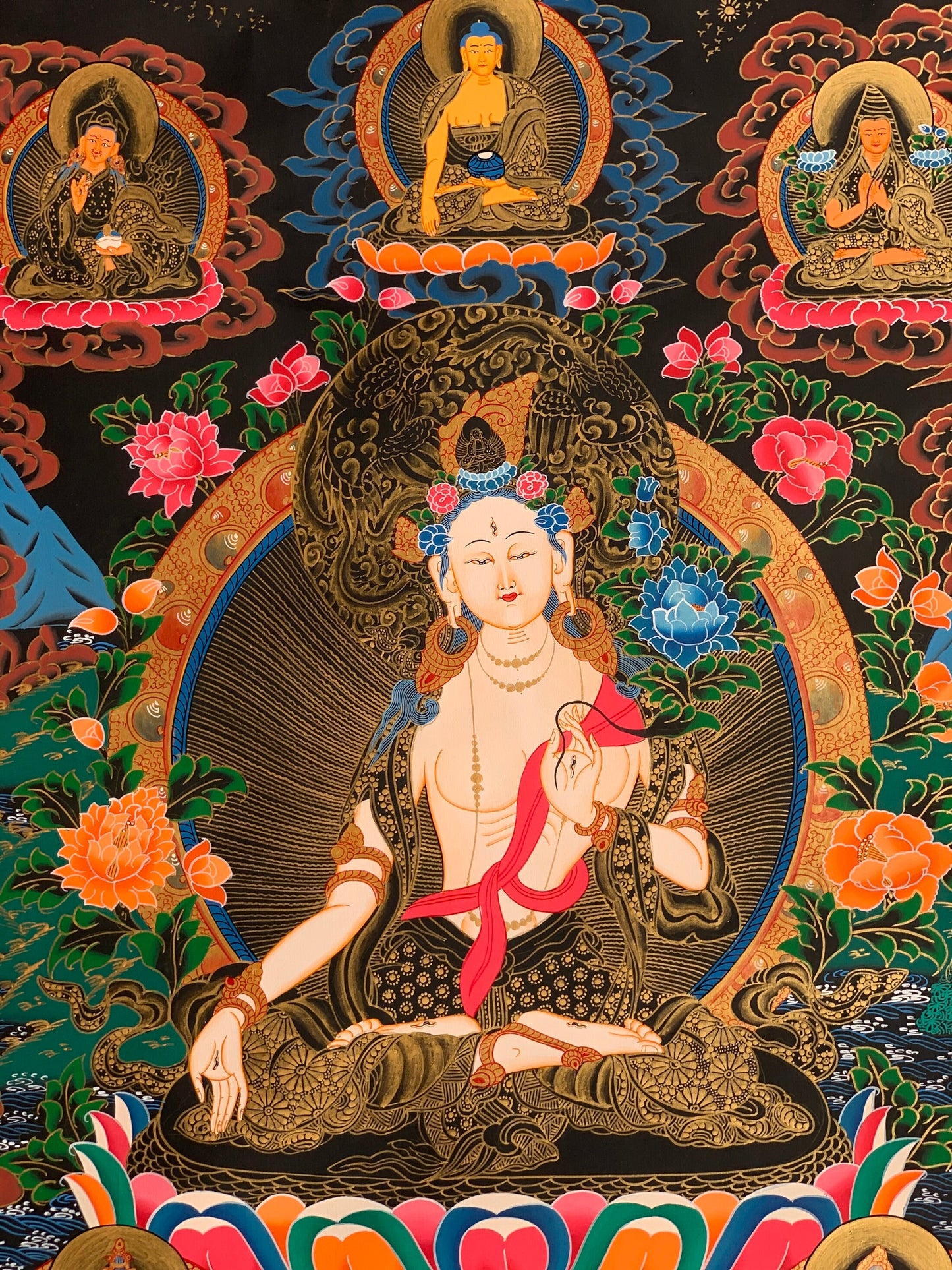 Hand painted Original White Tara / Mother Goddess Masterpiece Painting Tibetan Thanka  / Thangka / Compassion Meditation Art From Nepal