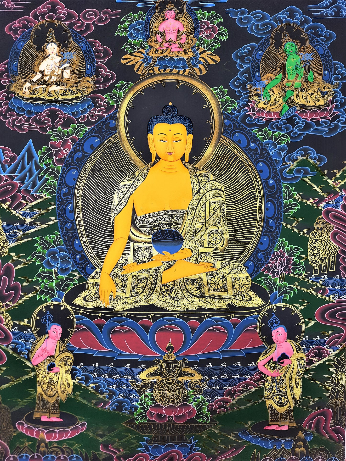 Original Hand Painted Shakyamuni Buddha / Gautama Masterpiece Tibetan Wall Hanging Painting Thangka / Thanka From Nepal