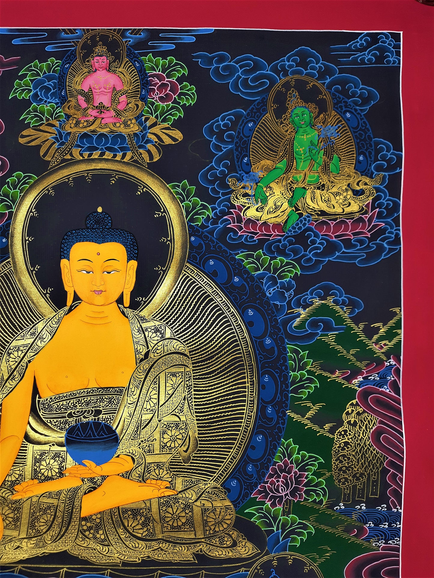 Original Hand Painted Shakyamuni Buddha / Gautama Masterpiece Tibetan Wall Hanging Painting Thangka / Thanka From Nepal