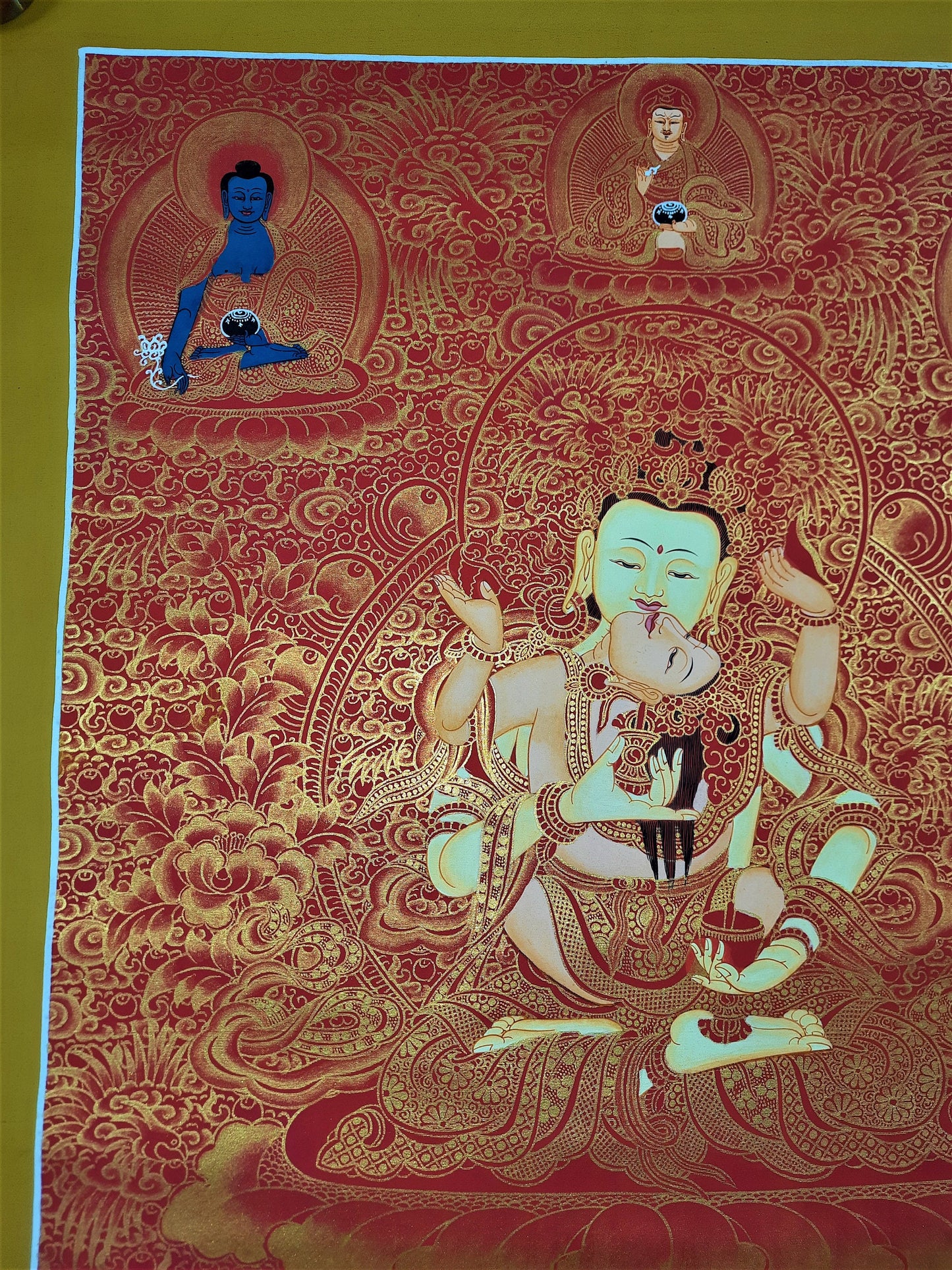 Original Hand Painted Vajrasattva Shakti /  DORJE SEMPA Tibetan Compassion / Meditation Wall hanging Thangka / Thanka  Painting From Nepal