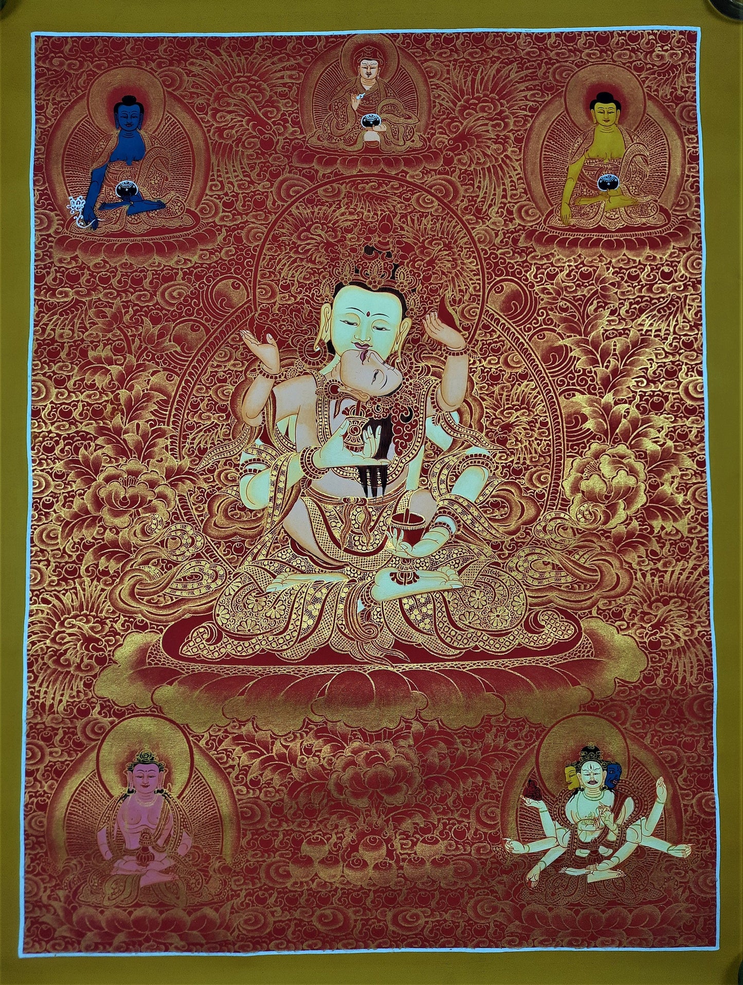 Original Hand Painted Vajrasattva Shakti /  DORJE SEMPA Tibetan Compassion / Meditation Wall hanging Thangka / Thanka  Painting From Nepal