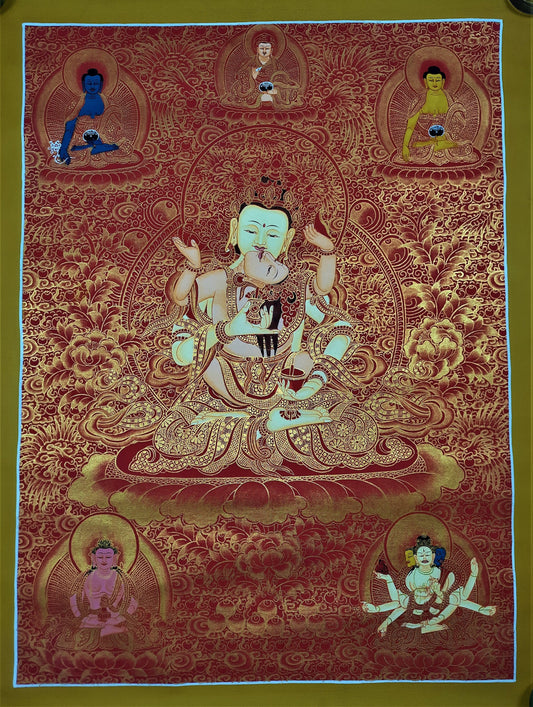 Original Hand Painted Vajrasattva Shakti /  DORJE SEMPA Tibetan Compassion / Meditation Wall hanging Thangka / Thanka  Painting From Nepal