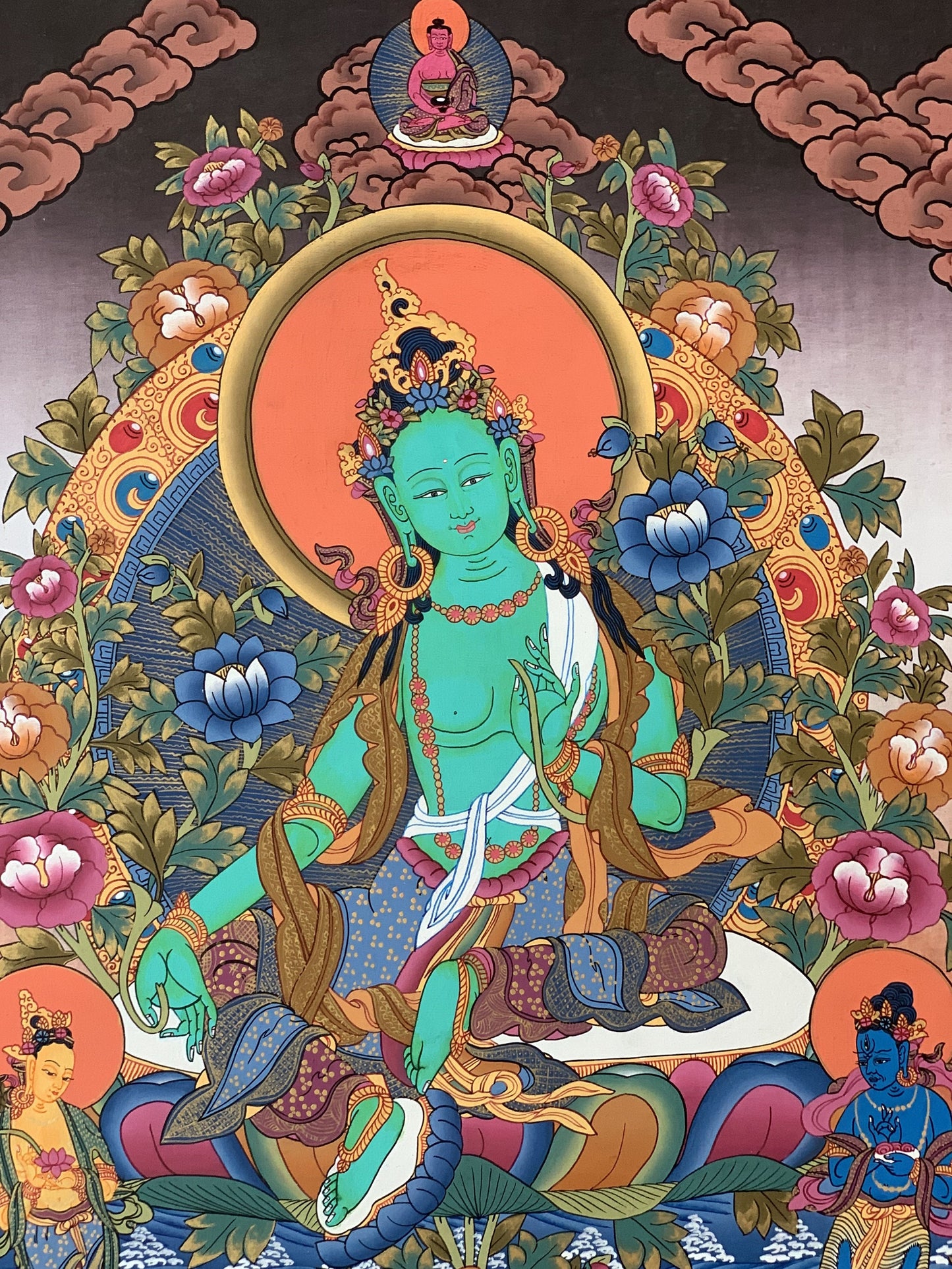 Original Hand painted Green Tara Masterpiece Tibetan Wall hanging Thangka  / Thangka / Painting Compassion Meditation From Nepal