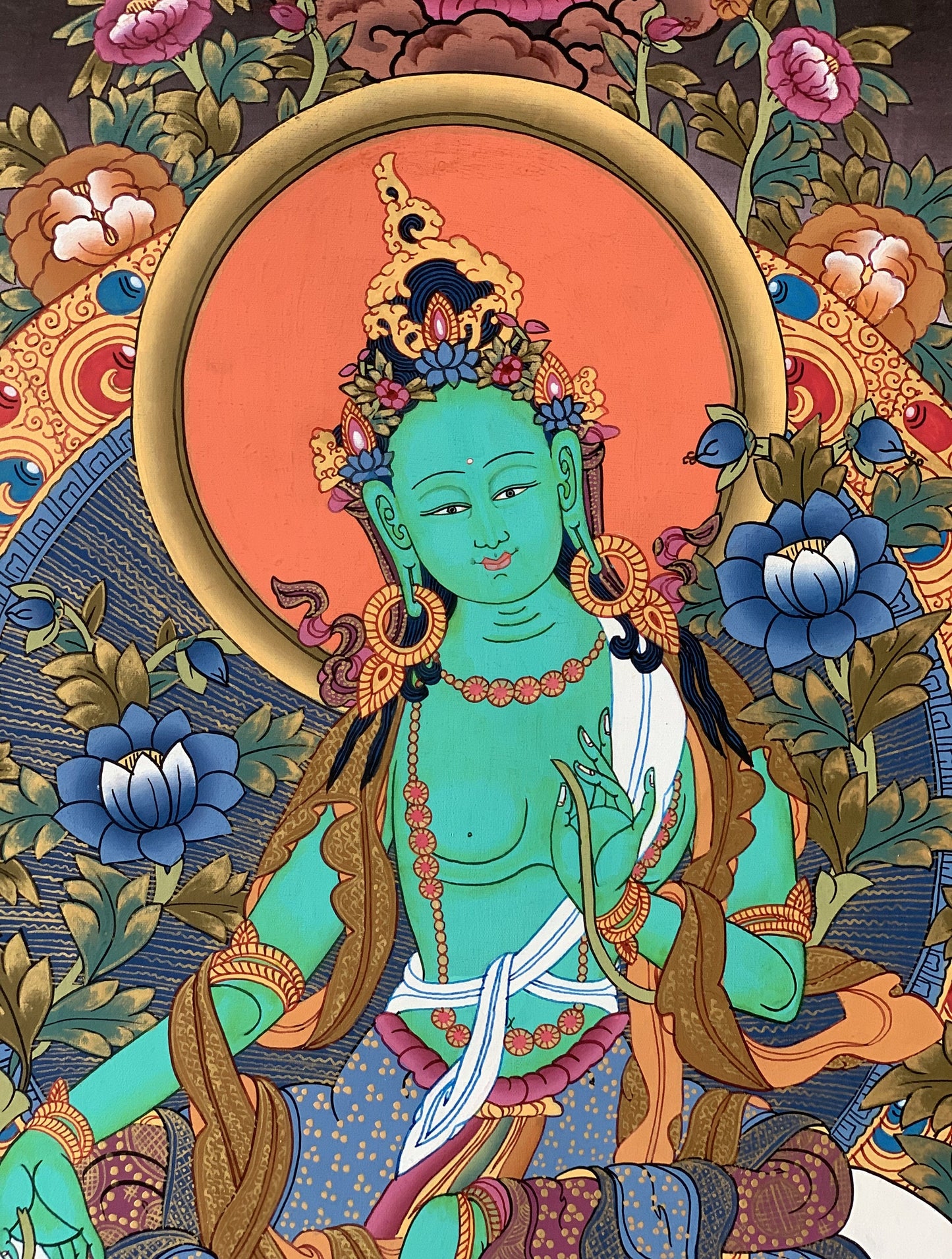 Original Hand painted Green Tara Masterpiece Tibetan Wall hanging Thangka  / Thangka / Painting Compassion Meditation From Nepal