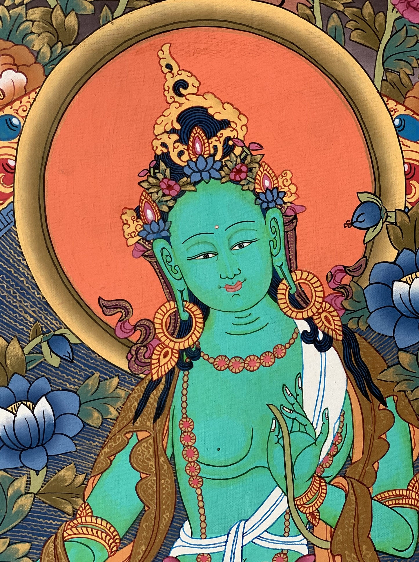 Original Hand painted Green Tara Masterpiece Tibetan Wall hanging Thangka  / Thangka / Painting Compassion Meditation From Nepal