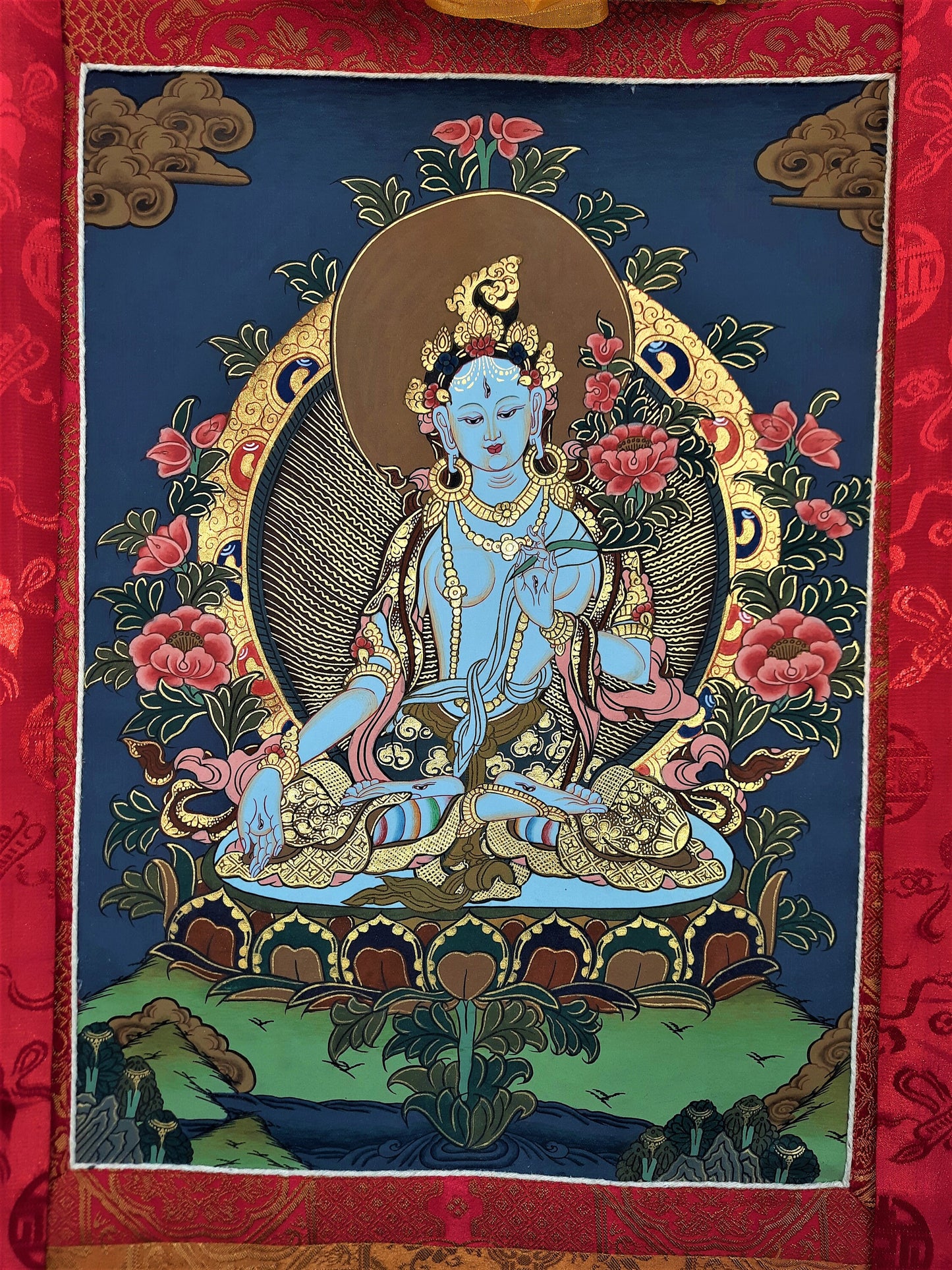 Original Hand Painted White Tara / Mother Tara Meditation Wall hanging  Tibetan Thangka / Thanka  Painting With Premium Silk Framed