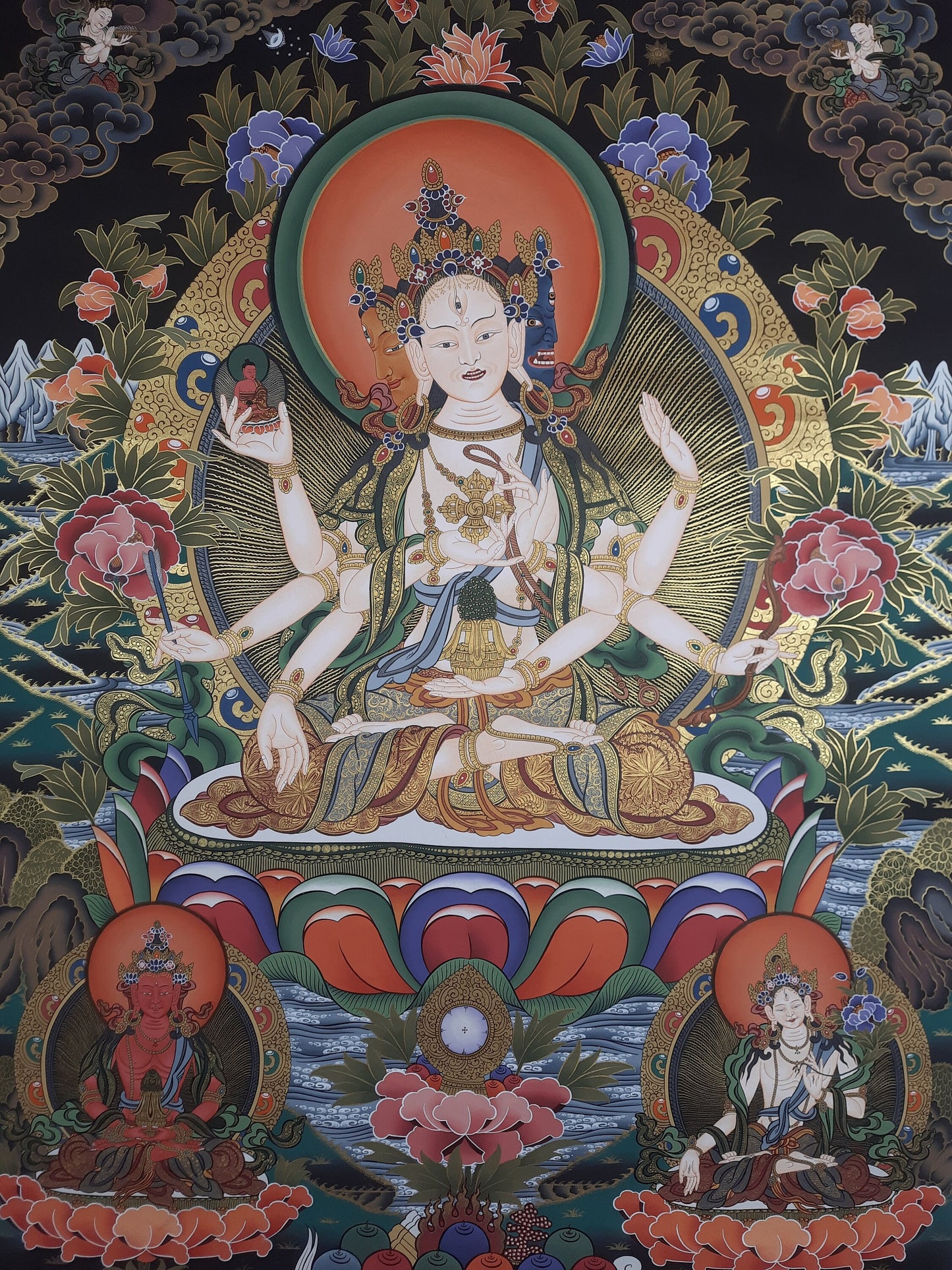 Hand painted Original NAMGYALMA / Female  Bodhisattva / Masterpiece Painting Tibetan Thangka  / Thangka / Compassion Meditation