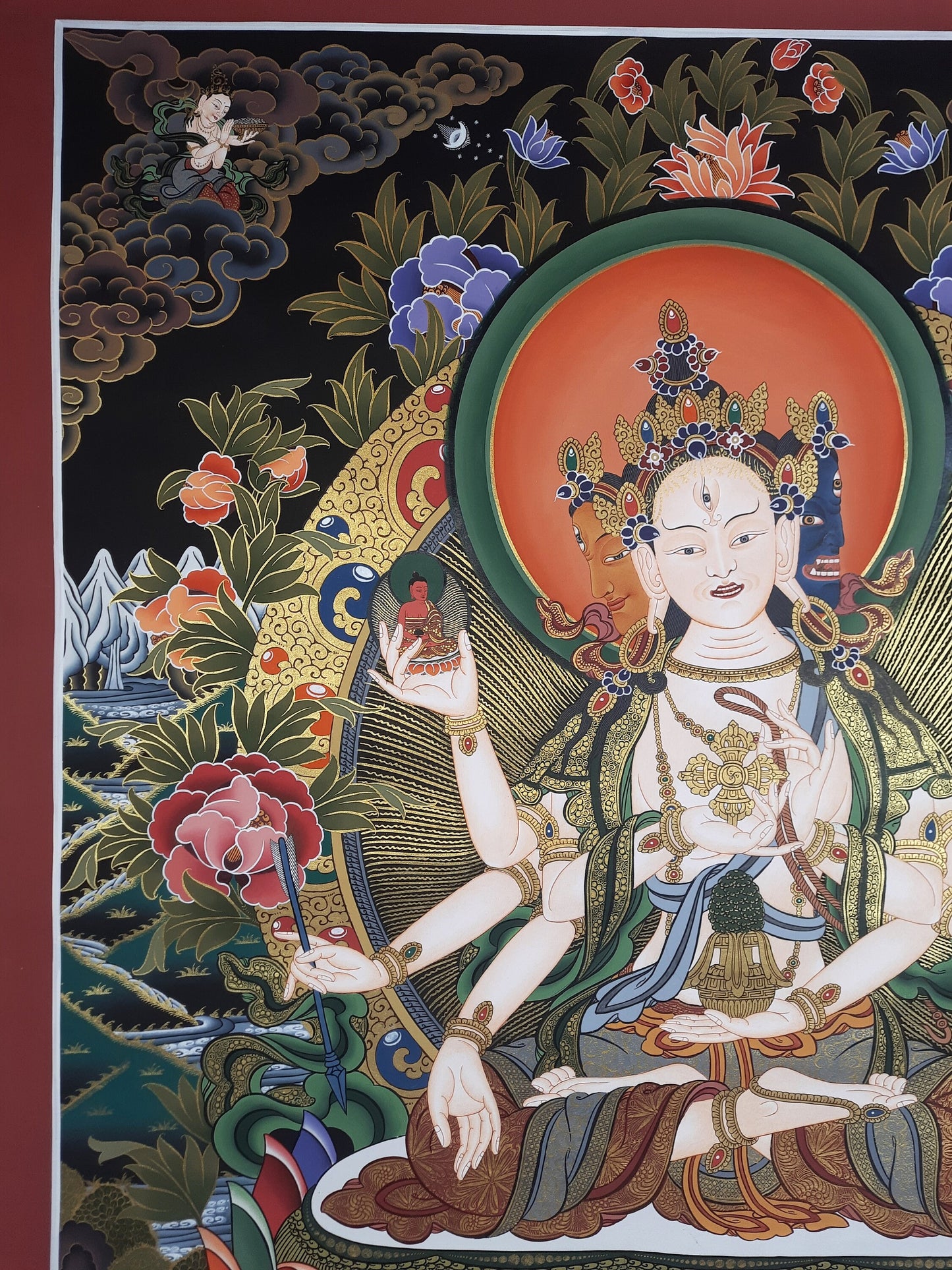 Hand painted Original NAMGYALMA / Female  Bodhisattva / Masterpiece Painting Tibetan Thangka  / Thangka / Compassion Meditation