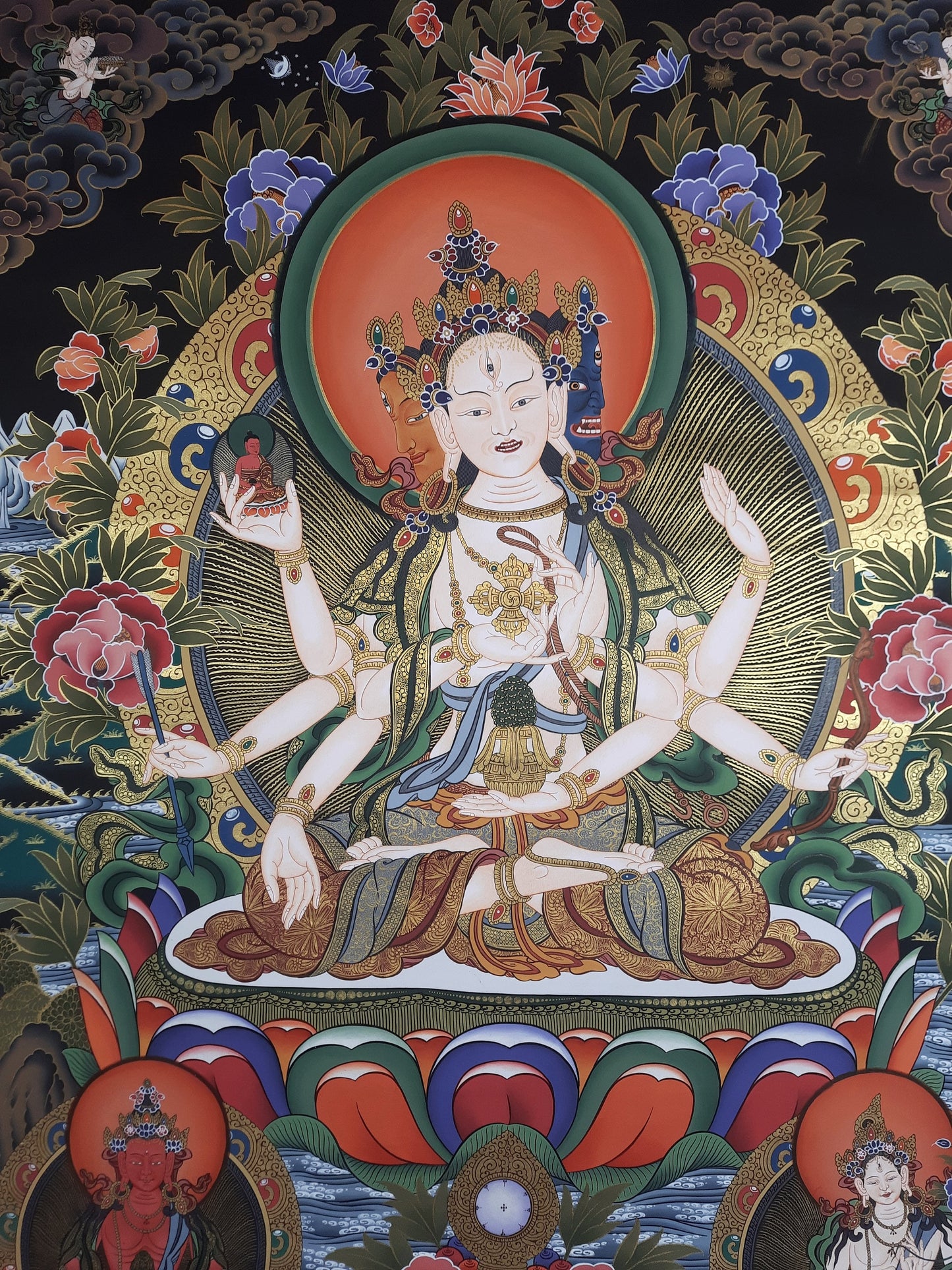 Hand painted Original NAMGYALMA / Female  Bodhisattva / Masterpiece Painting Tibetan Thangka  / Thangka / Compassion Meditation