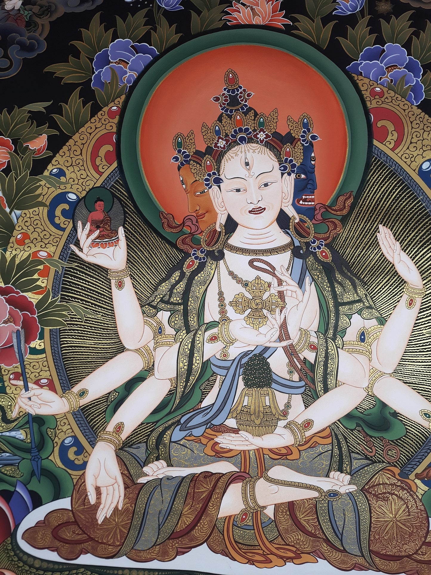 Hand painted Original NAMGYALMA / Female  Bodhisattva / Masterpiece Painting Tibetan Thangka  / Thangka / Compassion Meditation