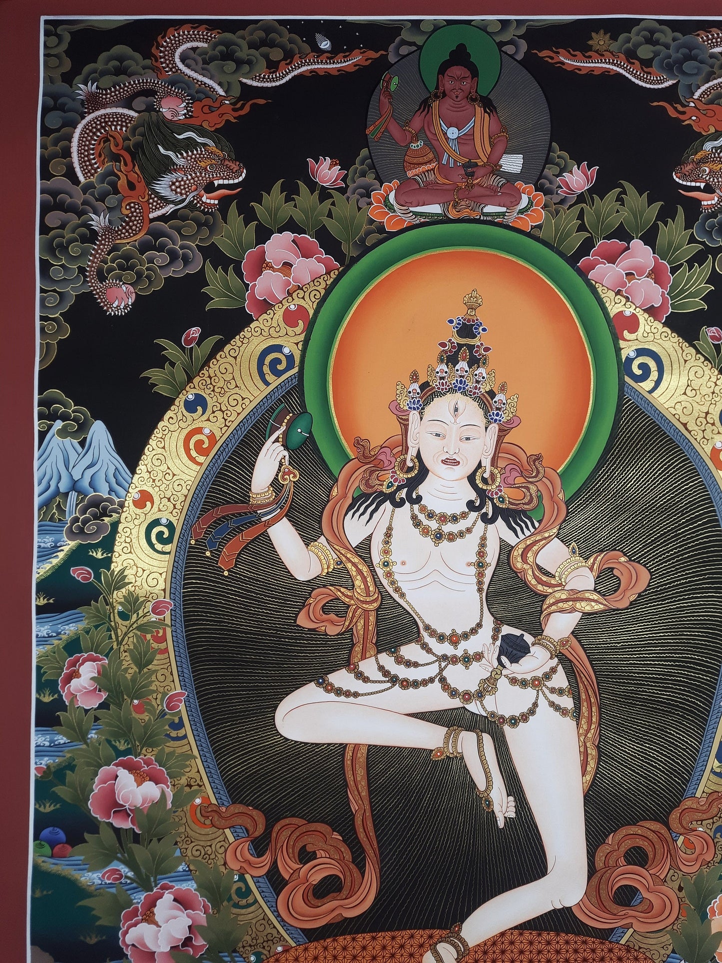 Hand painted Original Large Machig Labdron / Yogini Masterpiece Painting Tibetan Wall hanging Thangka  / Thangka / Compassion Meditation