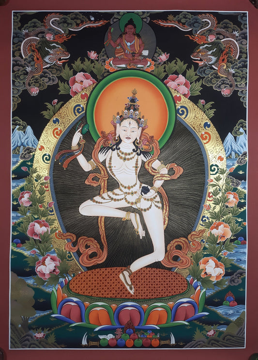 Hand painted Original Large Machig Labdron / Yogini Masterpiece Painting Tibetan Wall hanging Thangka  / Thangka / Compassion Meditation