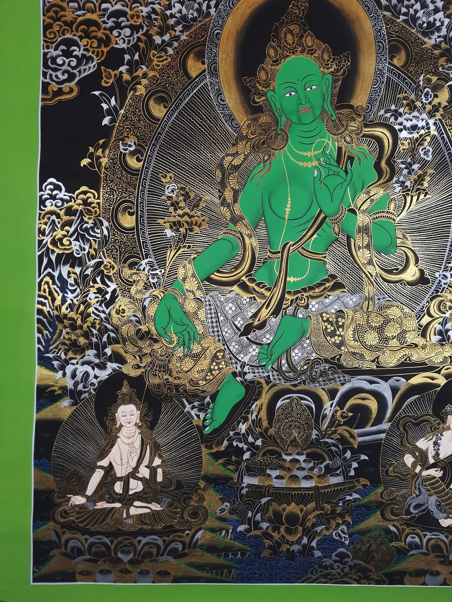 Hand painted Original Green Tara Mother Goddess Masterpiece Tibetan Thangka  / Thangka / Painting  Compassion Meditation