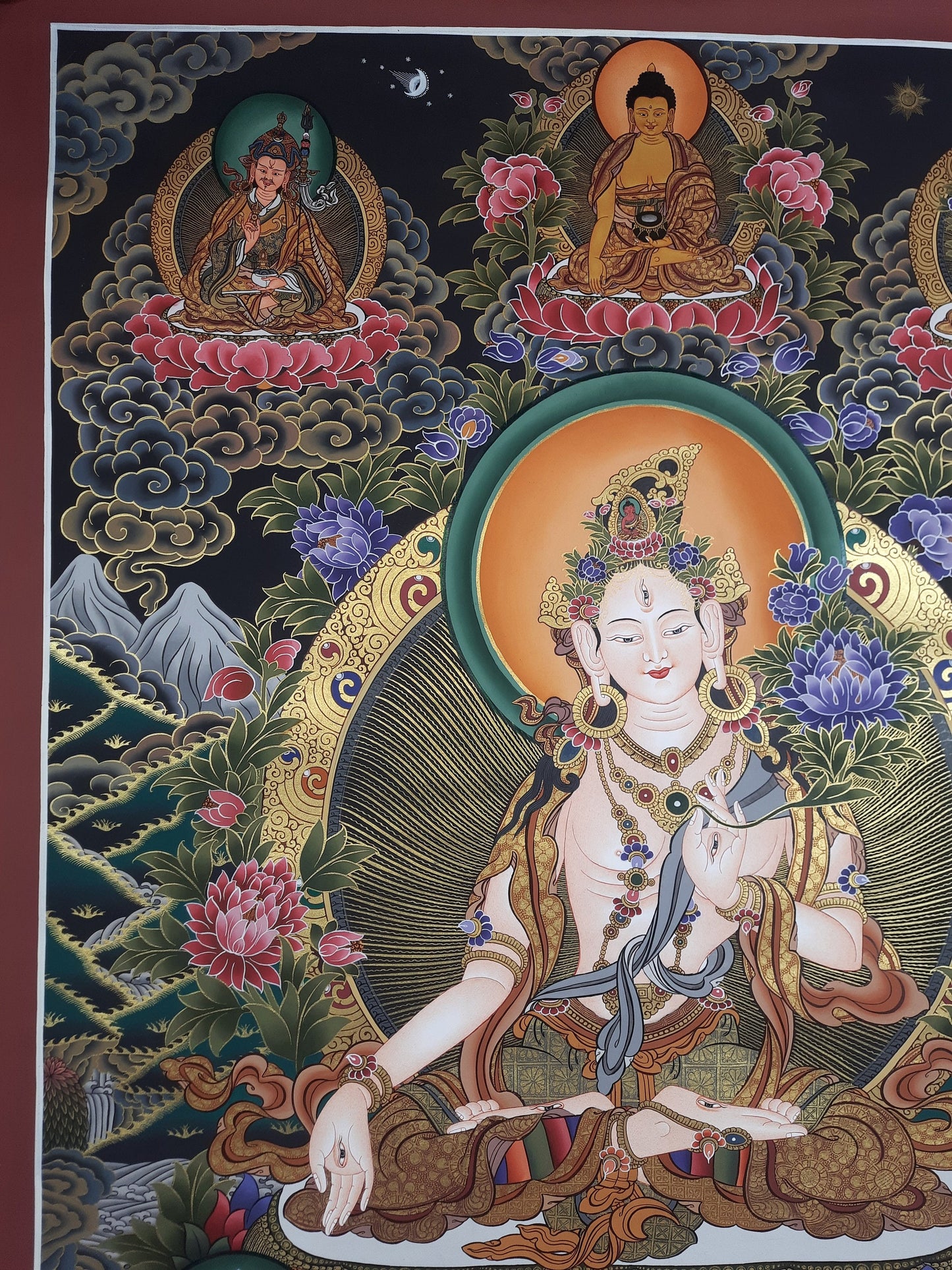 Original Hand Painted Large White Tara / Mother Tara Masterpiece  Tibetan Wall hanging Thangka / Thanka Painting From Nepal