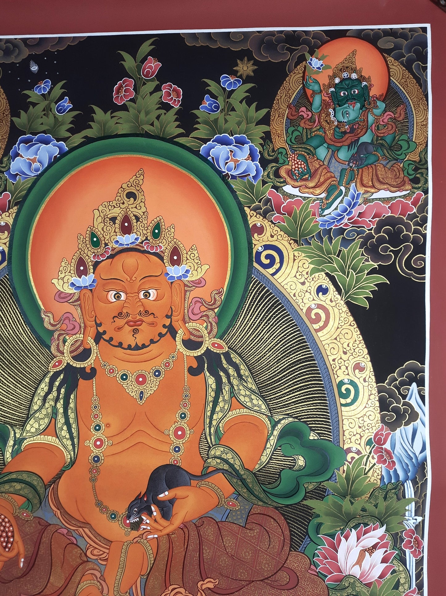 Original Hand Painted Pancha Jambhala / Zambala/ God Of Wealth/ Master Quality Meditation Wall hanging Thangka / Thanka Painting From Nepal