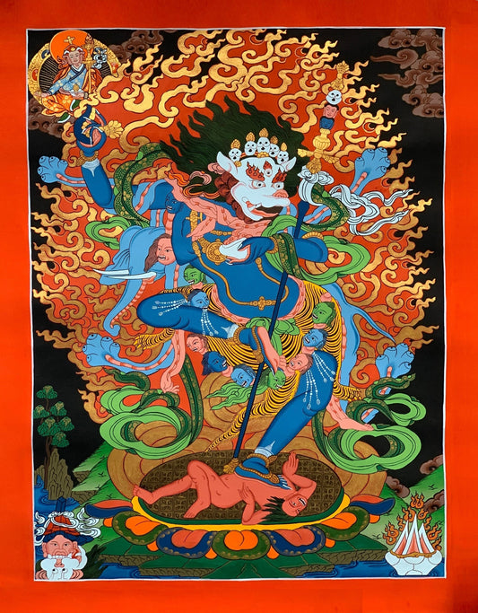 Original Hand Painted Lion Face Dakini  / Simhamukhi Jogini / Yogini Tibetan Compassion Meditation Thangka / Thanka Painting  from Nepal