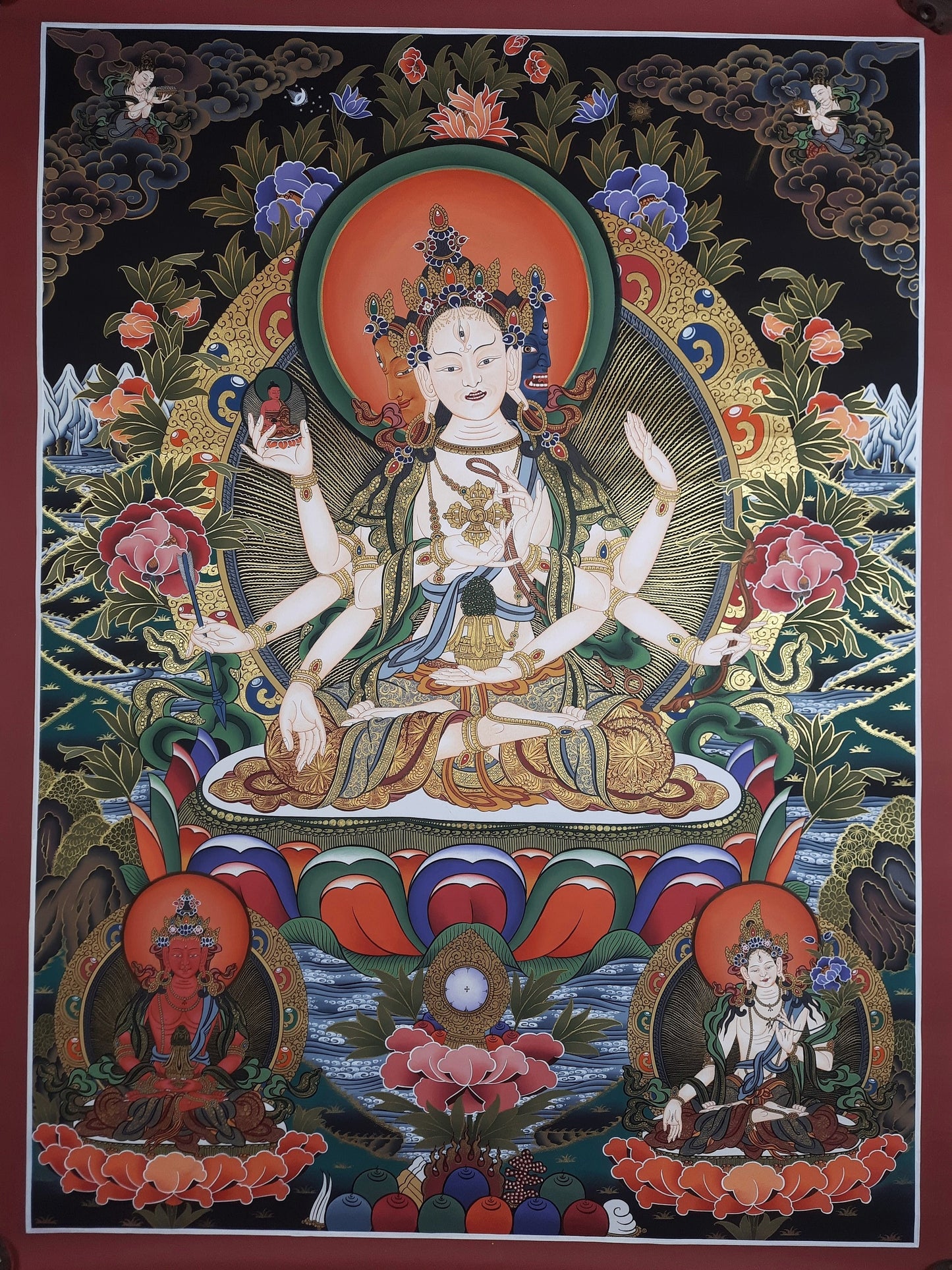 Hand painted Original NAMGYALMA / Female  Bodhisattva / Masterpiece Painting Tibetan Thangka  / Thangka / Compassion Meditation