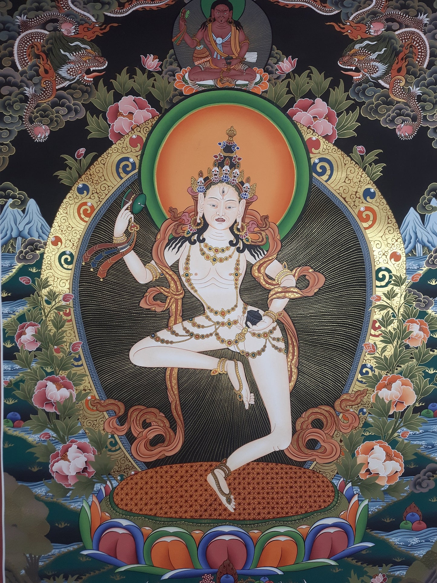 Hand painted Original Large Machig Labdron / Yogini Masterpiece Painting Tibetan Wall hanging Thangka  / Thangka / Compassion Meditation