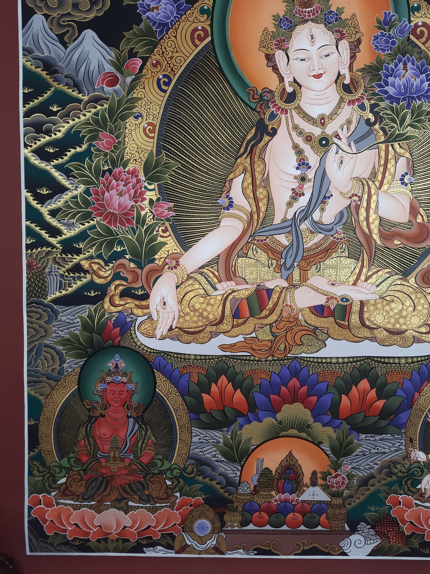 Original Hand Painted Large White Tara / Mother Tara Masterpiece  Tibetan Wall hanging Thangka / Thanka Painting From Nepal