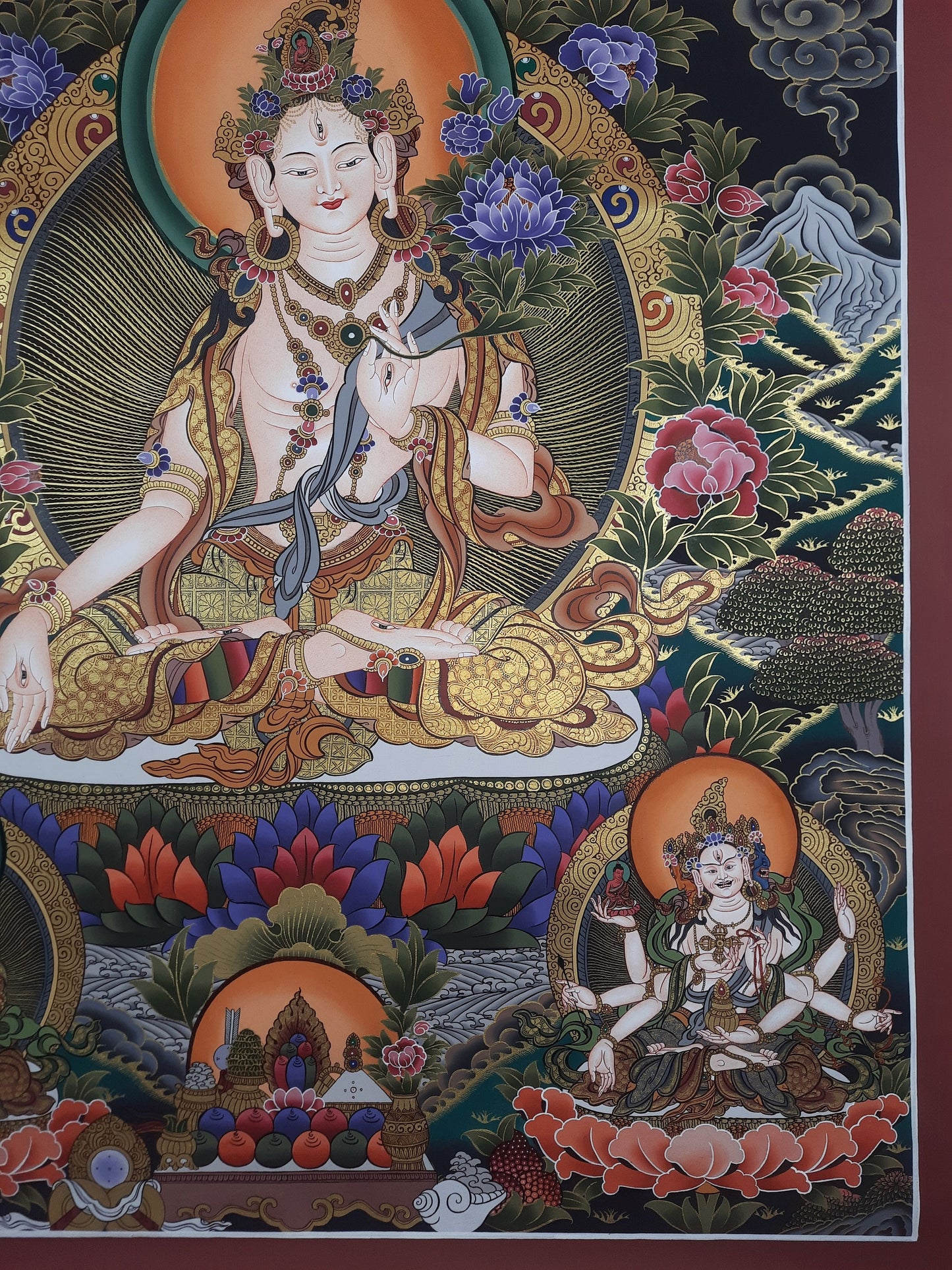 Original Hand Painted Large White Tara / Mother Tara Masterpiece  Tibetan Wall hanging Thangka / Thanka Painting From Nepal