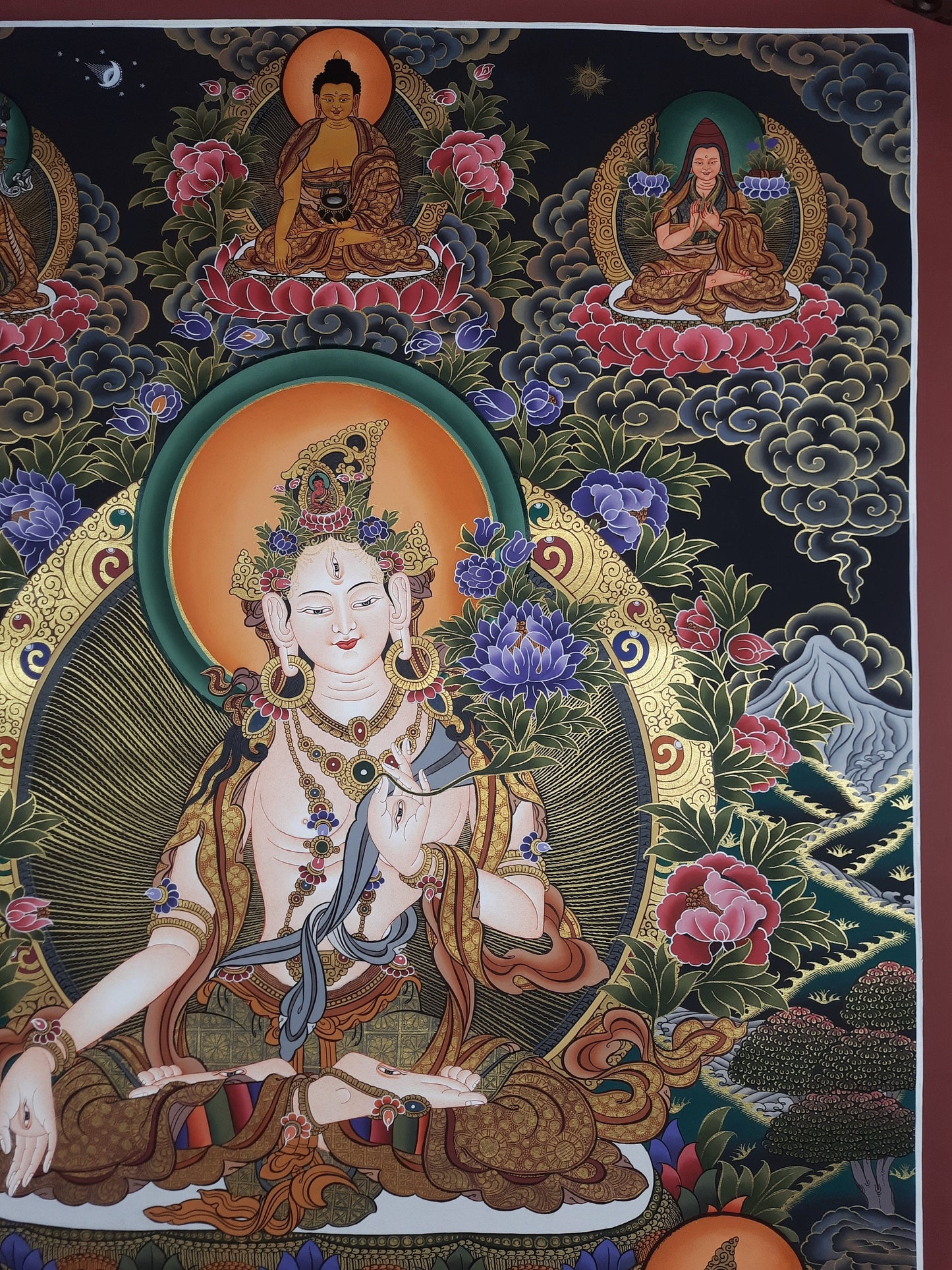 Original Hand Painted Large White Tara / Mother Tara Masterpiece  Tibetan Wall hanging Thangka / Thanka Painting From Nepal