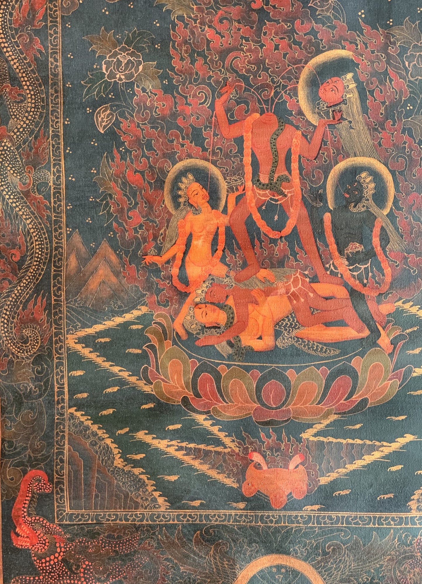 Original Hand Painted Chhinnamasta/Chhinnamastika/Chhinnamunda/Prachanda Chandika/Jogani Maa Oil Varnished Thangka Painting