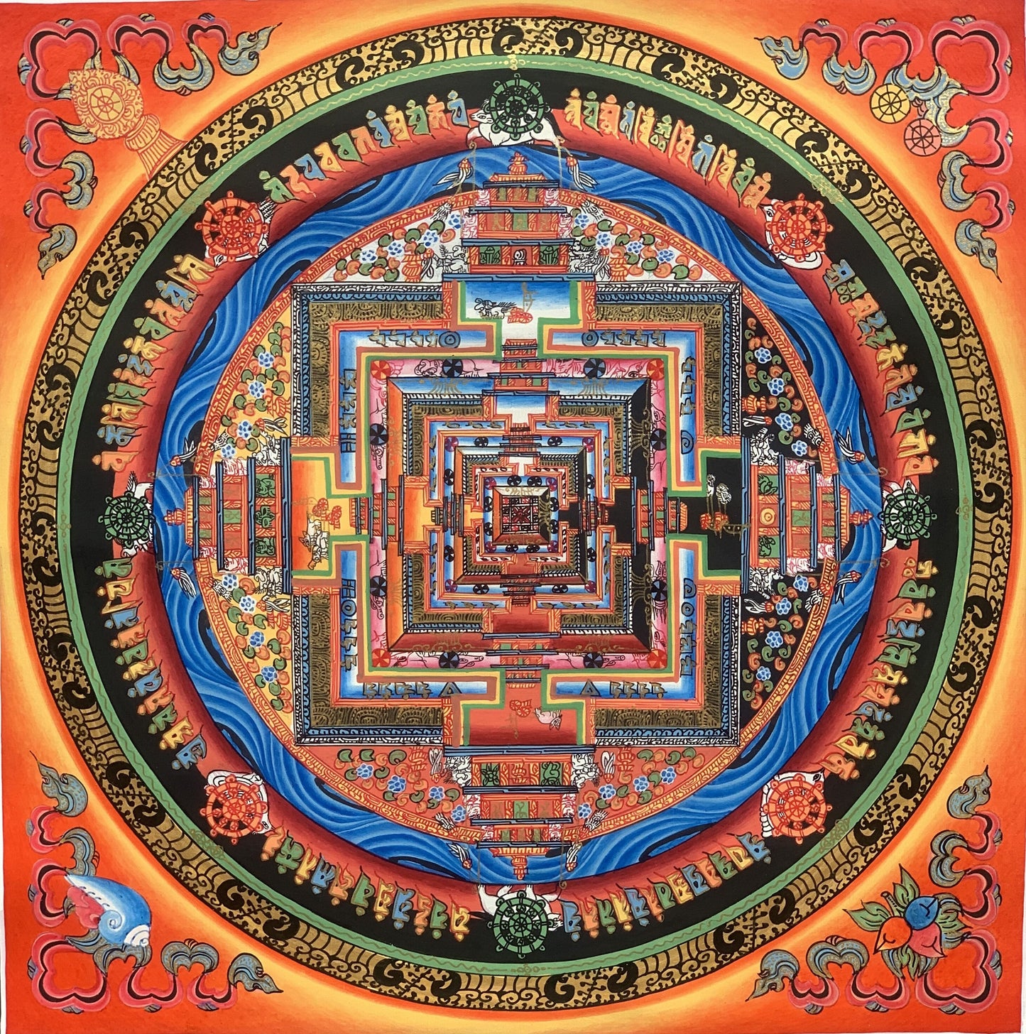 Original Hand-painted Masterpiece Kalachakra Mandala/ Wheel of Life/Wheel of Time Tibetan Thangka/Thanka Painting