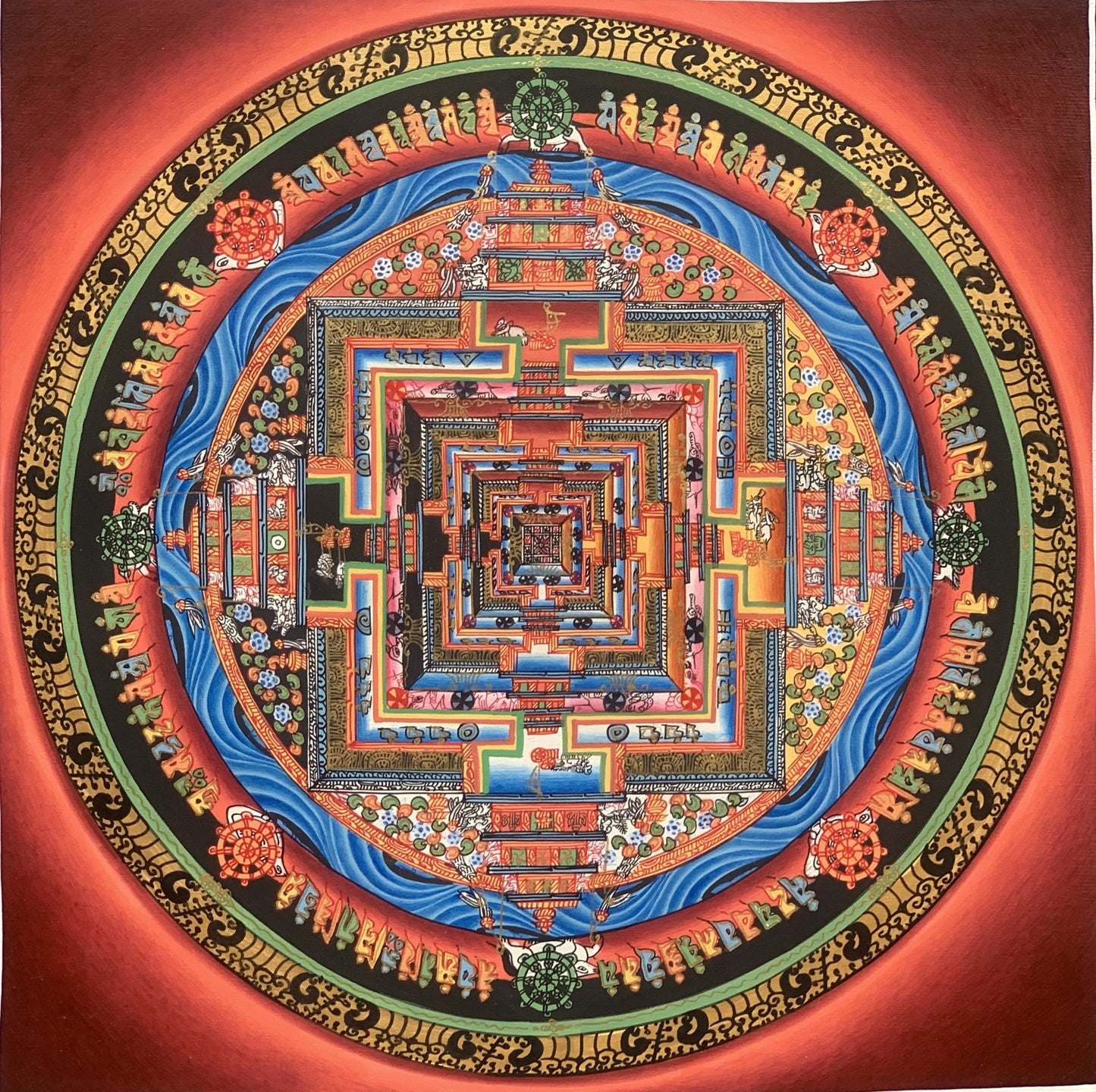 Original Hand-painted Masterpiece High Quality Kalachakra Mandala/ Wheel of Life/Wheel of Time Tibetan Thangka/Thanka Painting