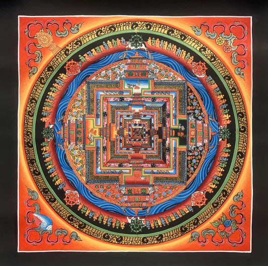 Original Hand-painted Masterpiece Kalachakra Mandala/ Wheel of Life/Wheel of Time Tibetan Thangka/Thanka Painting