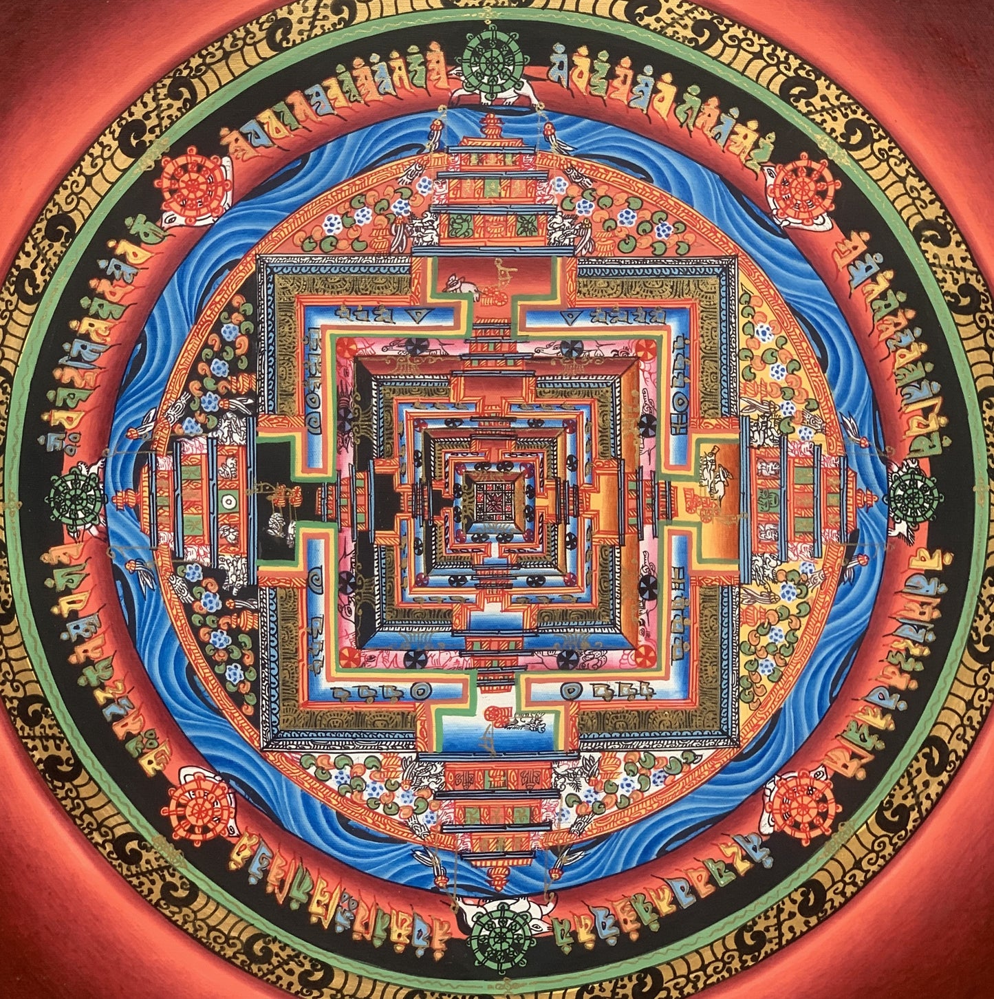 Original Hand-painted Masterpiece High Quality Kalachakra Mandala/ Wheel of Life/Wheel of Time Tibetan Thangka/Thanka Painting