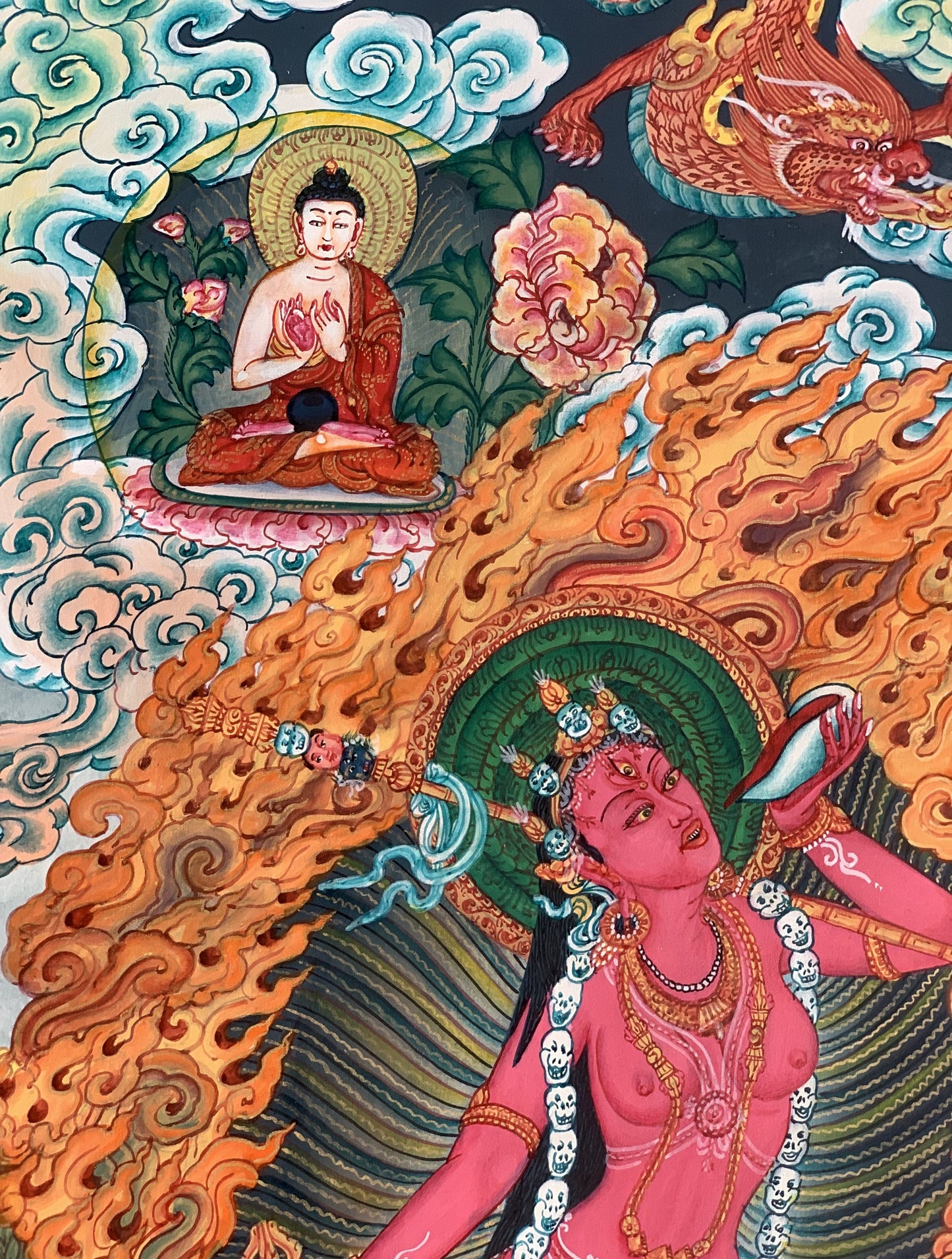 Hand -Painted Vajrayogini, Yogini, Master Quality, Masterpiece, Newari Pauba, Thangka Painting