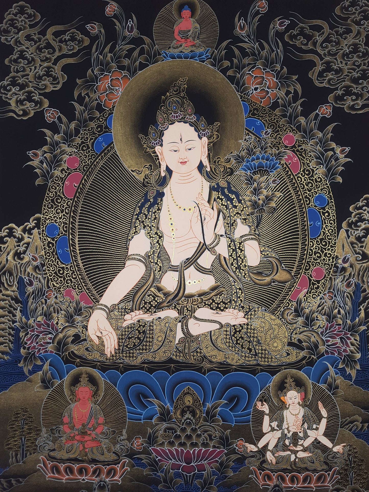 Hand painted Original White Tara / Mother Tara Masterpiece Painting Tibetan Thanka  / Thangka / Compassion Meditation Art From Nepal