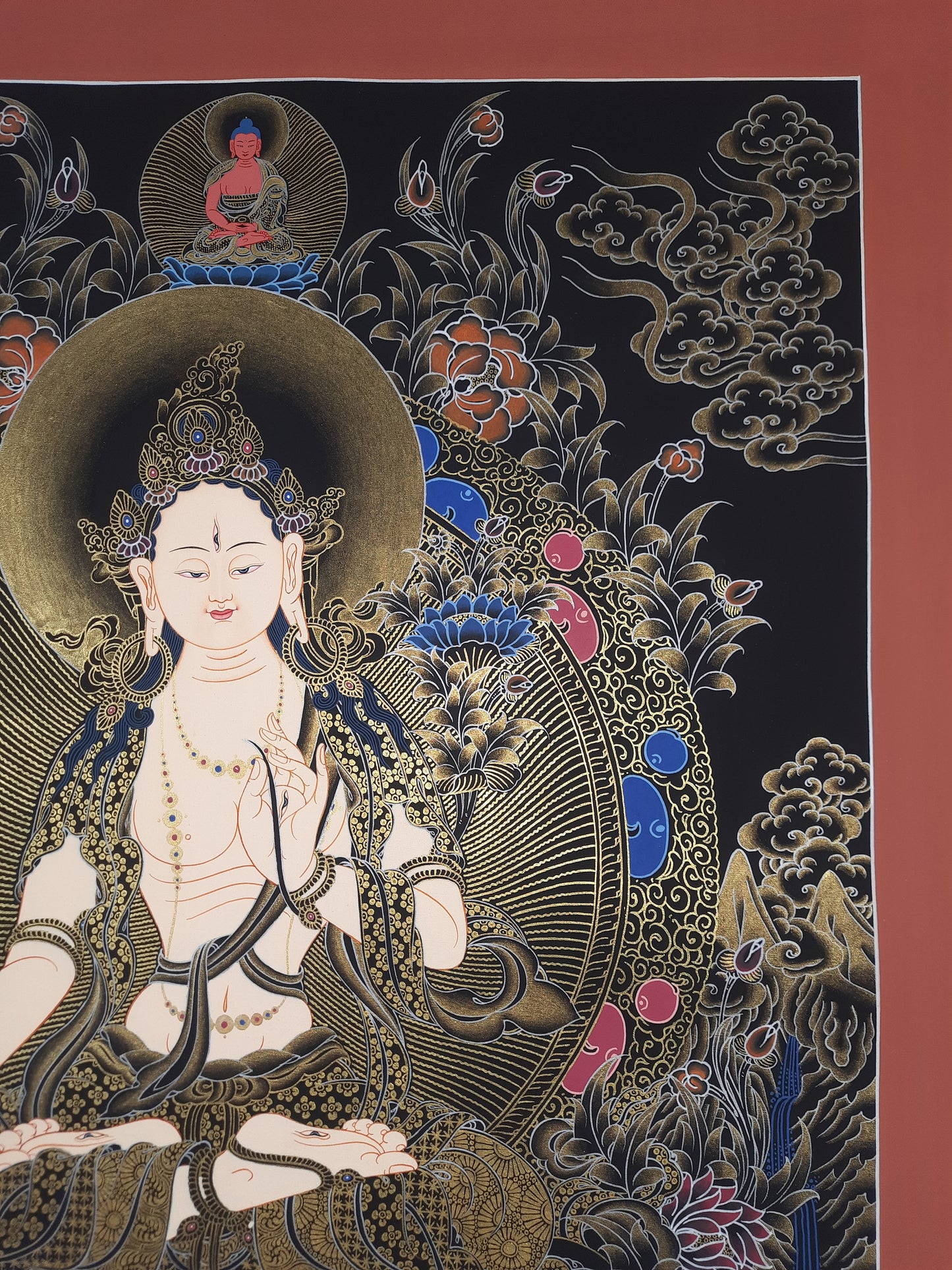 Hand painted Original White Tara / Mother Tara Masterpiece Painting Tibetan Thanka  / Thangka / Compassion Meditation Art From Nepal