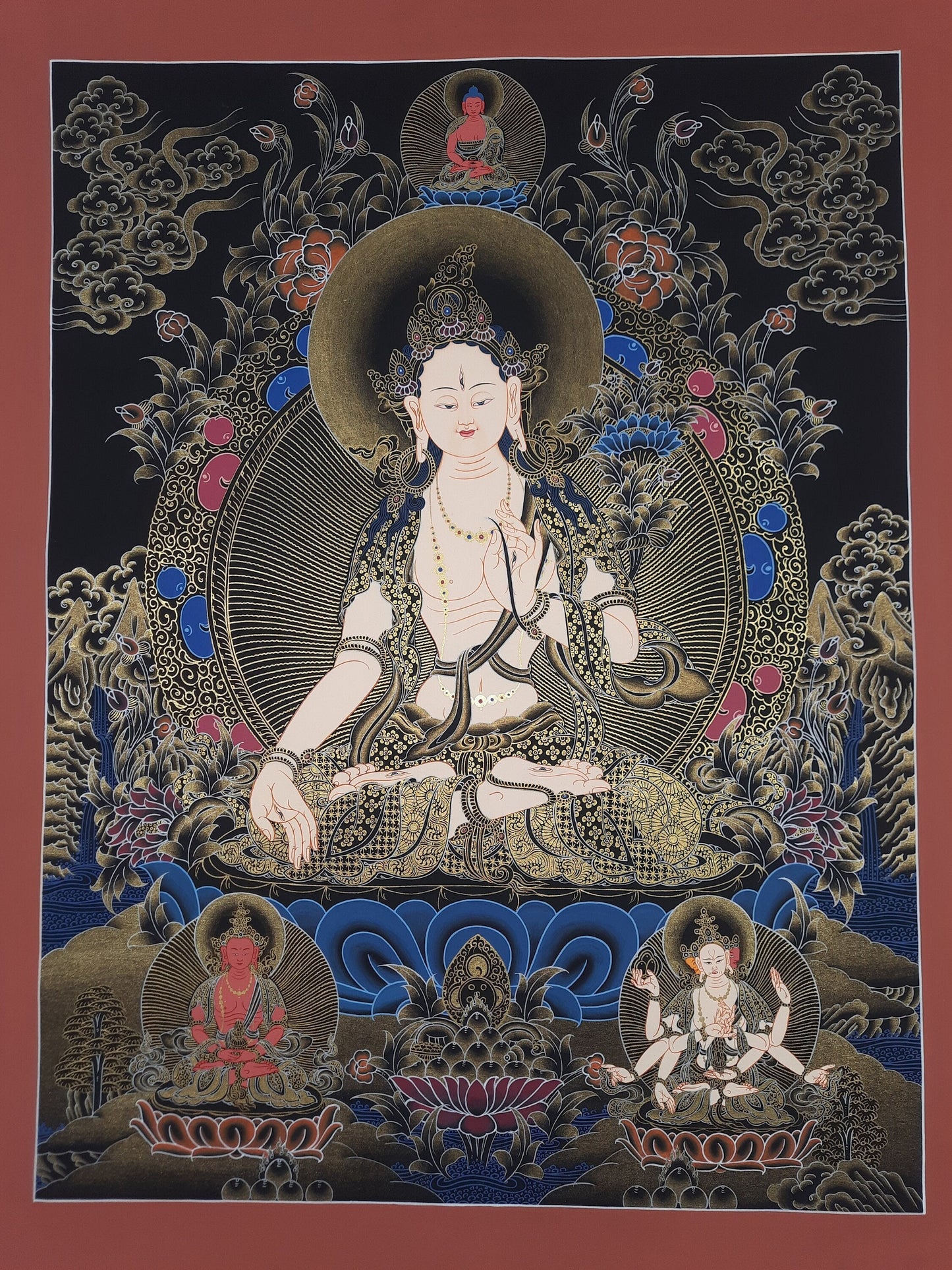 Hand painted Original White Tara / Mother Tara Masterpiece Painting Tibetan Thanka  / Thangka / Compassion Meditation Art From Nepal