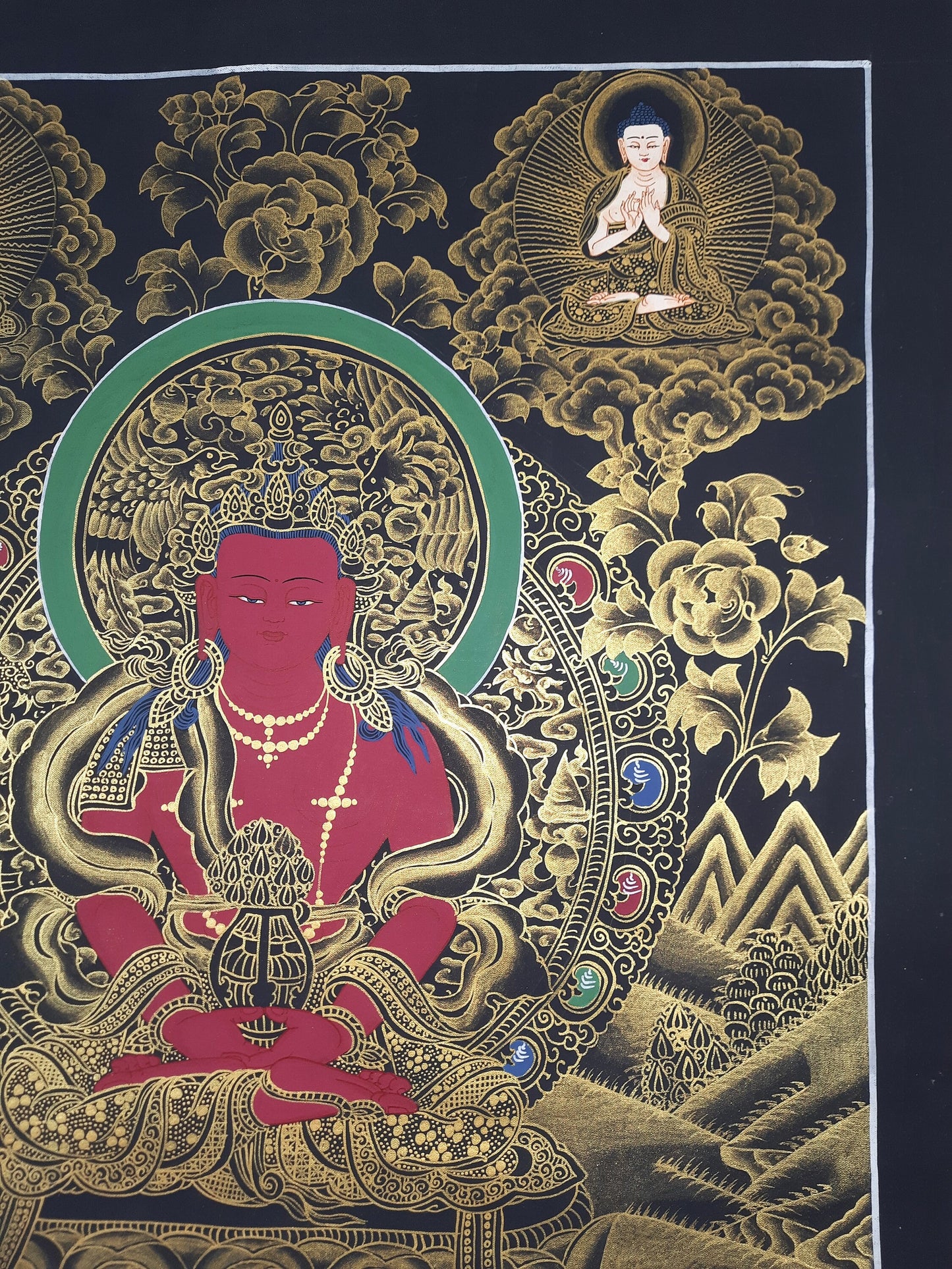 Original Hand Painted Buddha Aparmita/ Amitayus, Compassion / Meditation Tibetan Thangka / Thanka Painting From Nepal