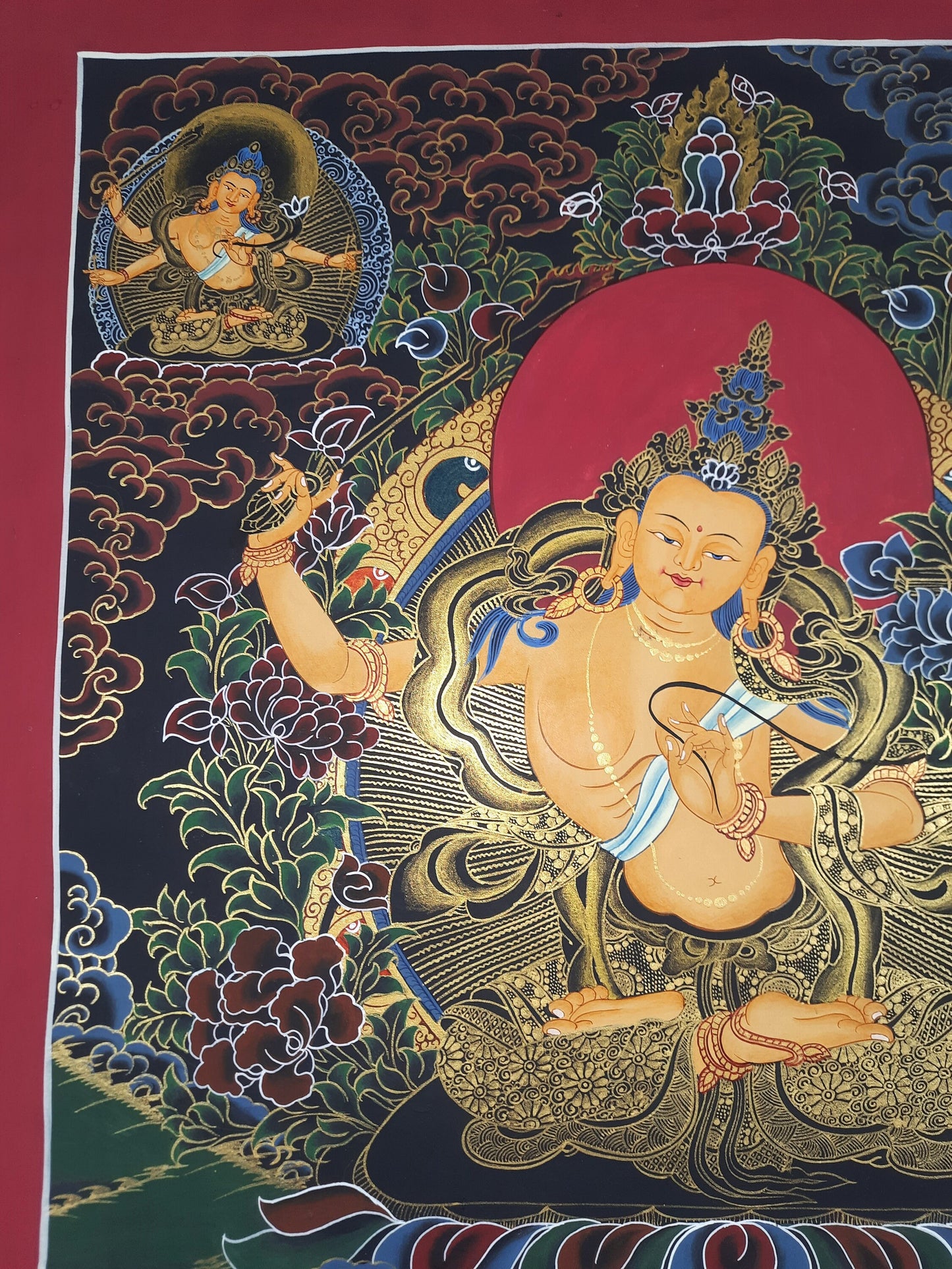 Hand painted Original Master Quality  Pancha Manjushree/ Five Manjushri /Jampelyang/ God OF Wisdom Tibetan Thanka  / Thangka / Painting