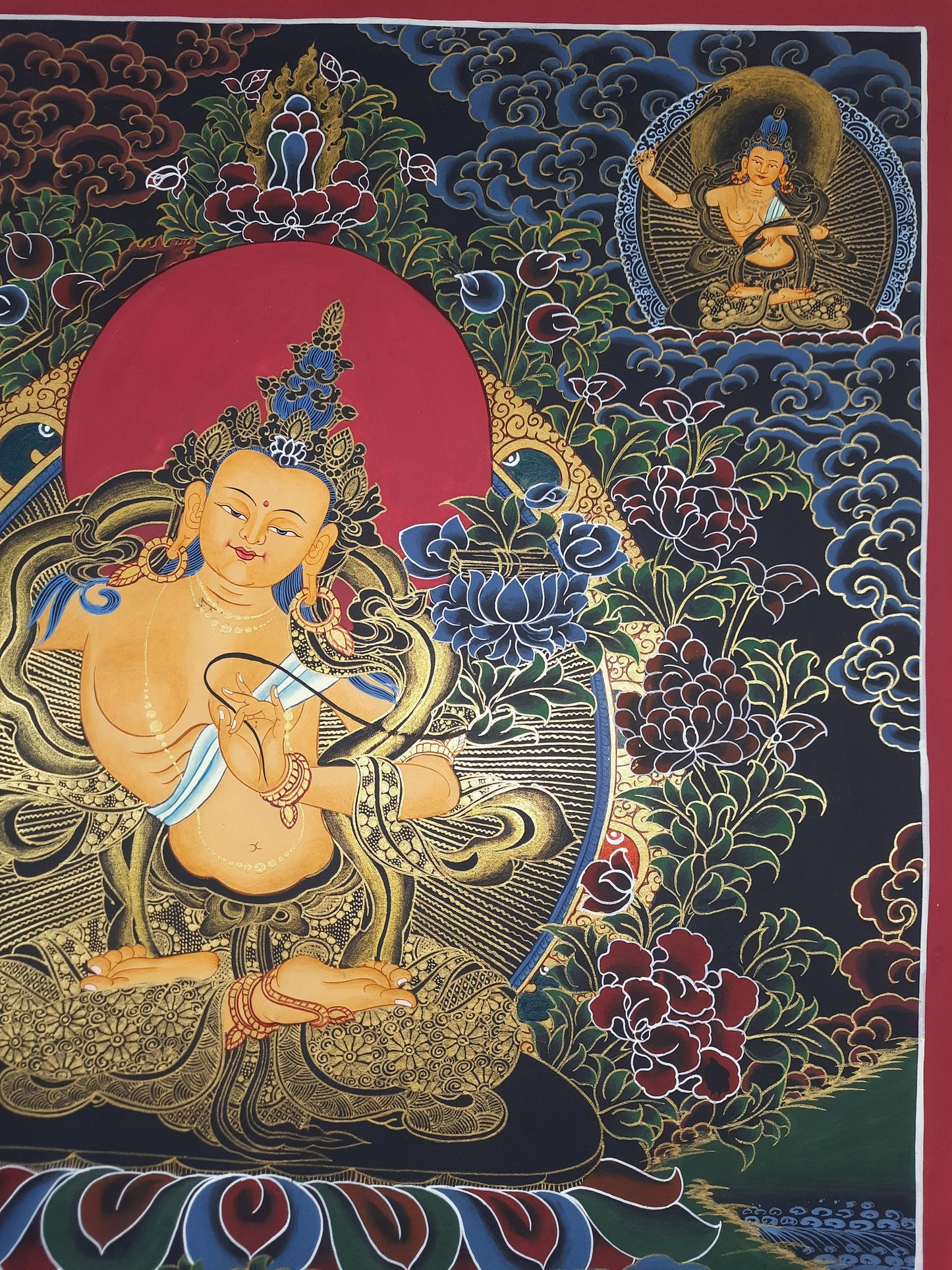 Hand painted Original Master Quality  Pancha Manjushree/ Five Manjushri /Jampelyang/ God OF Wisdom Tibetan Thanka  / Thangka / Painting