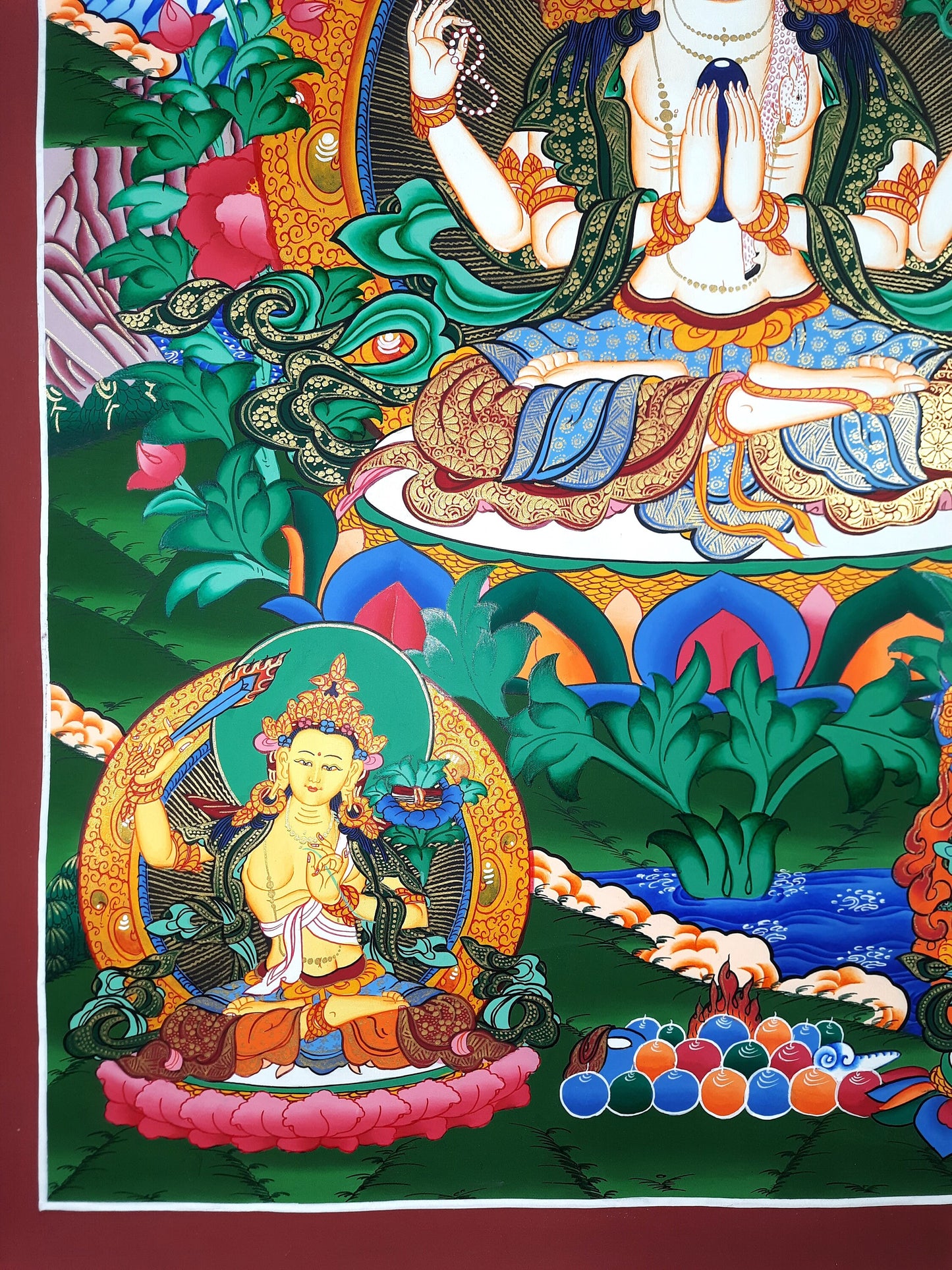 Original Hand Painted Masterpiece Avalokiteshvara/Chenrezig / Compassion Buddha Tibetan Meditation Wall hanging Thangka / Thanka Painting