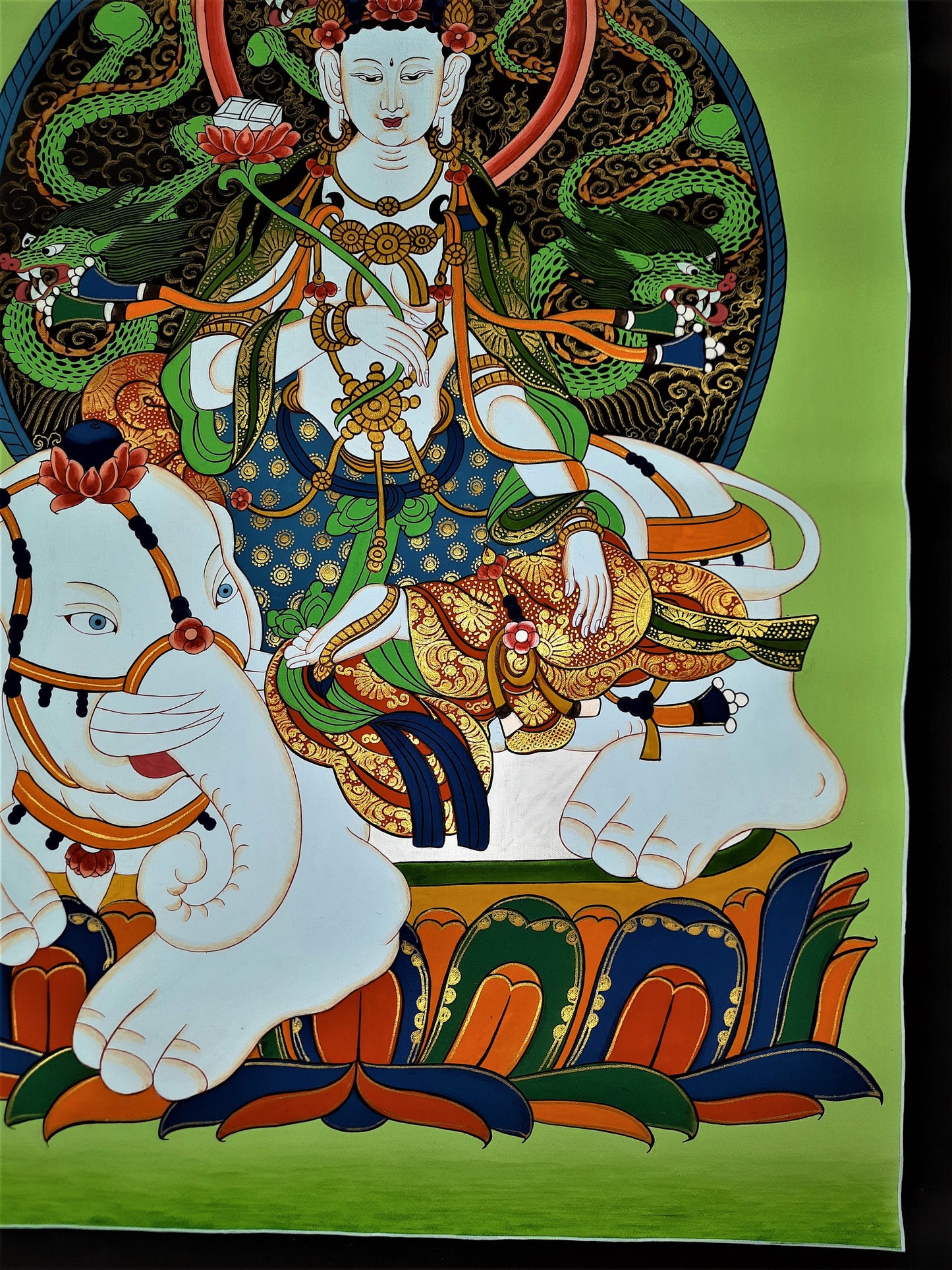 Hand painted Original Master Qualkity Kindess Buddha / Pu xian Tibetan Painting Wall hanging Thanka / Thangka / Meditation Art from Nepal