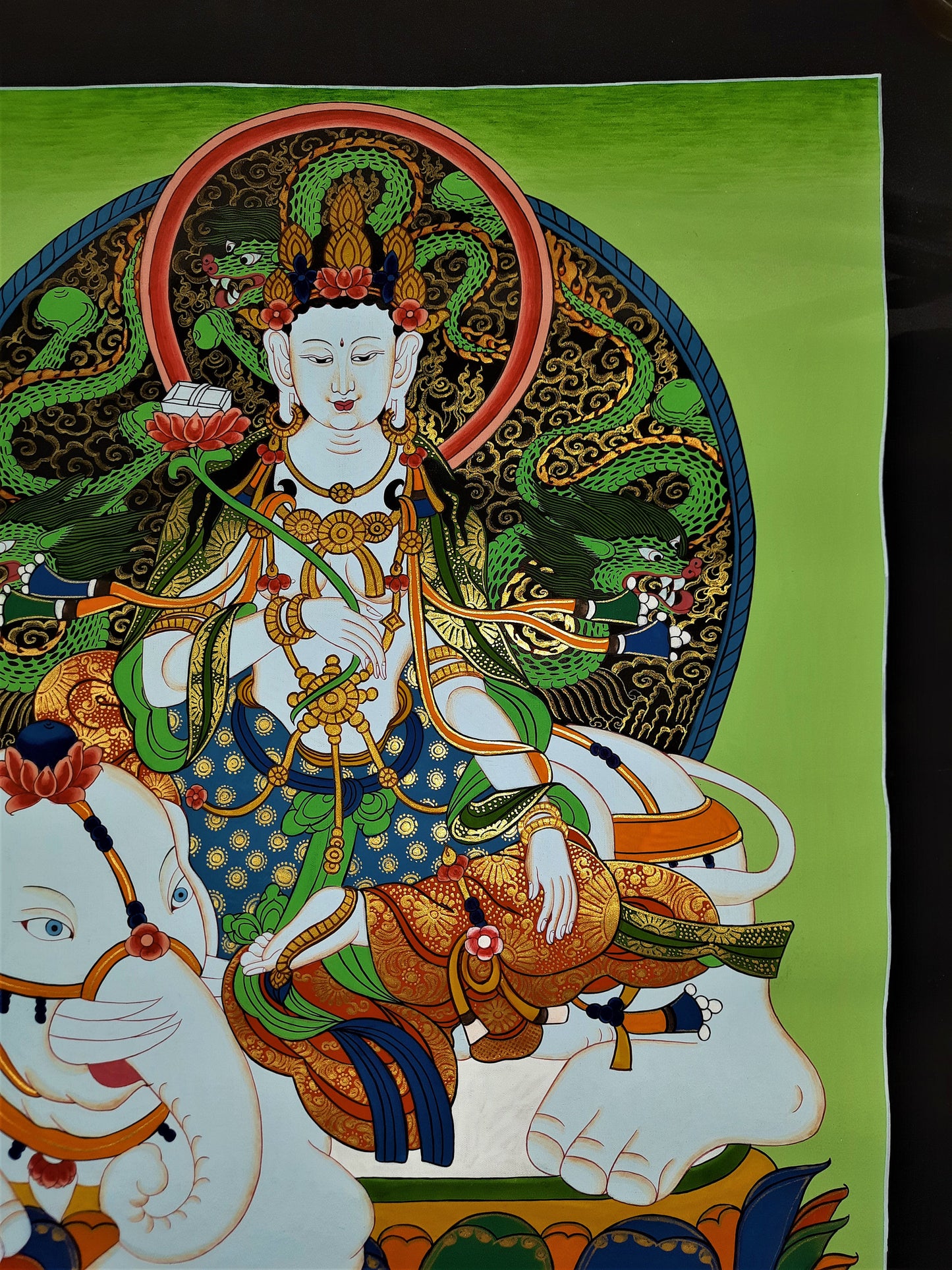 Hand painted Original Master Qualkity Kindess Buddha / Pu xian Tibetan Painting Wall hanging Thanka / Thangka / Meditation Art from Nepal