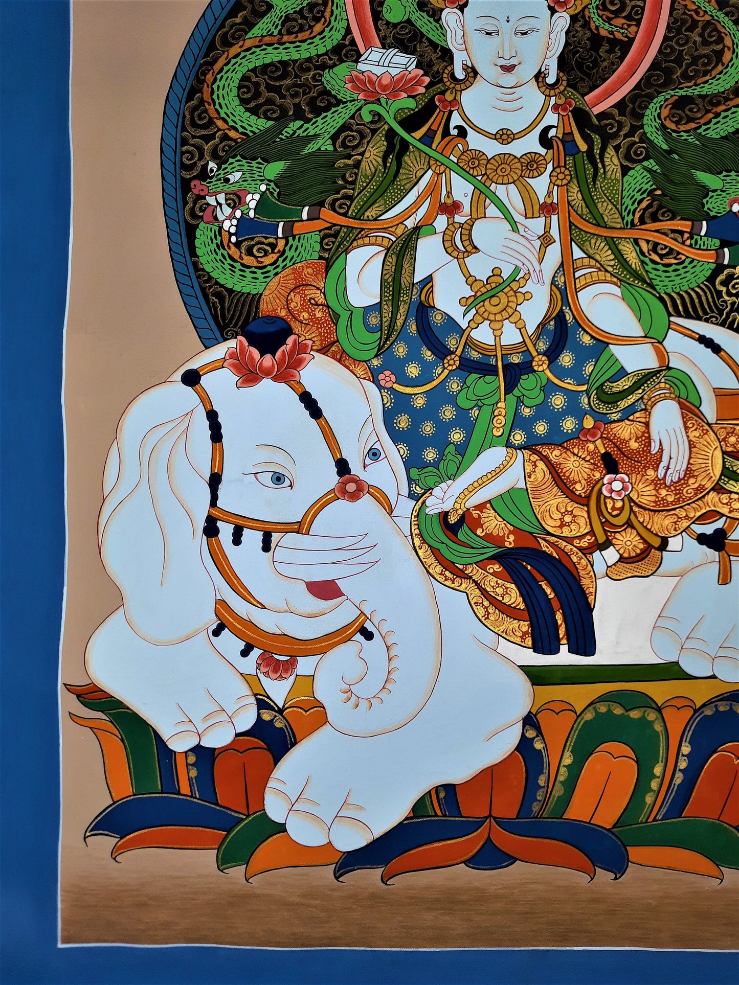 Hand painted Original Master Qualkity Kindess Buddha / Pu xian Tibetan Painting Wall hanging Thanka / Thangka / Compassion Art from Nepal