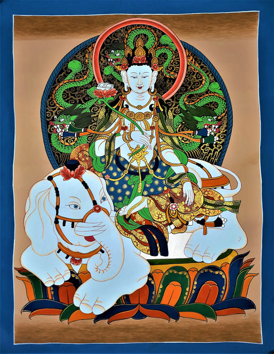 Hand painted Original Master Qualkity Kindess Buddha / Pu xian Tibetan Painting Wall hanging Thanka / Thangka / Compassion Art from Nepal