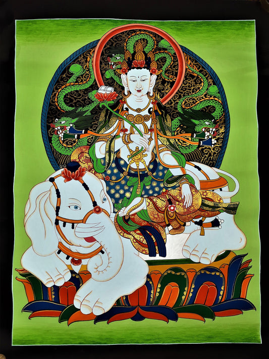 Hand painted Original Master Qualkity Kindess Buddha / Pu xian Tibetan Painting Wall hanging Thanka / Thangka / Meditation Art from Nepal