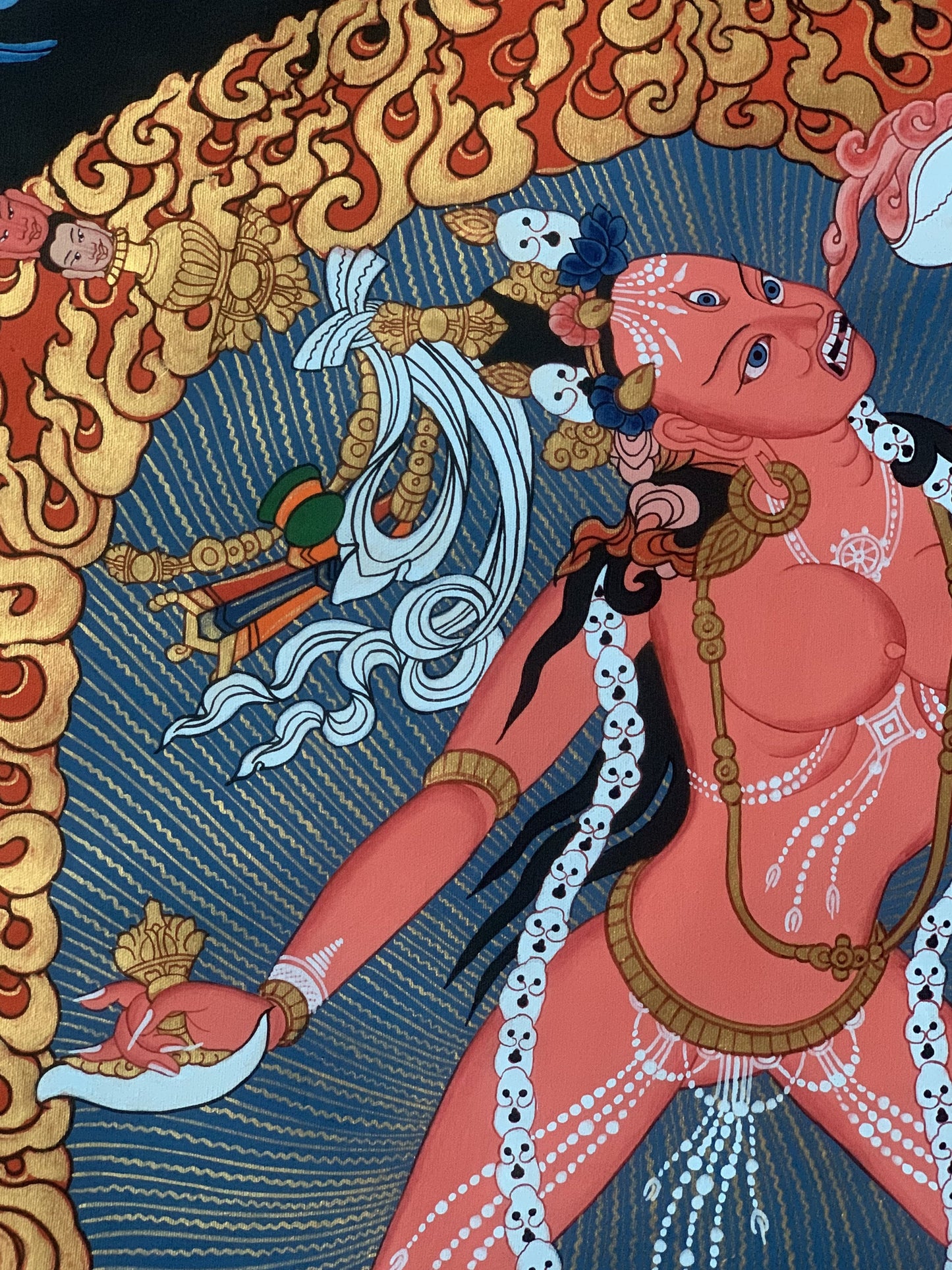 Original Hand Painted Vajrayogini / Vajrabarahi/ Dorje Neljorma / Tibetan Compassion Meditation Thangka Painting with Premium Silk Brocade