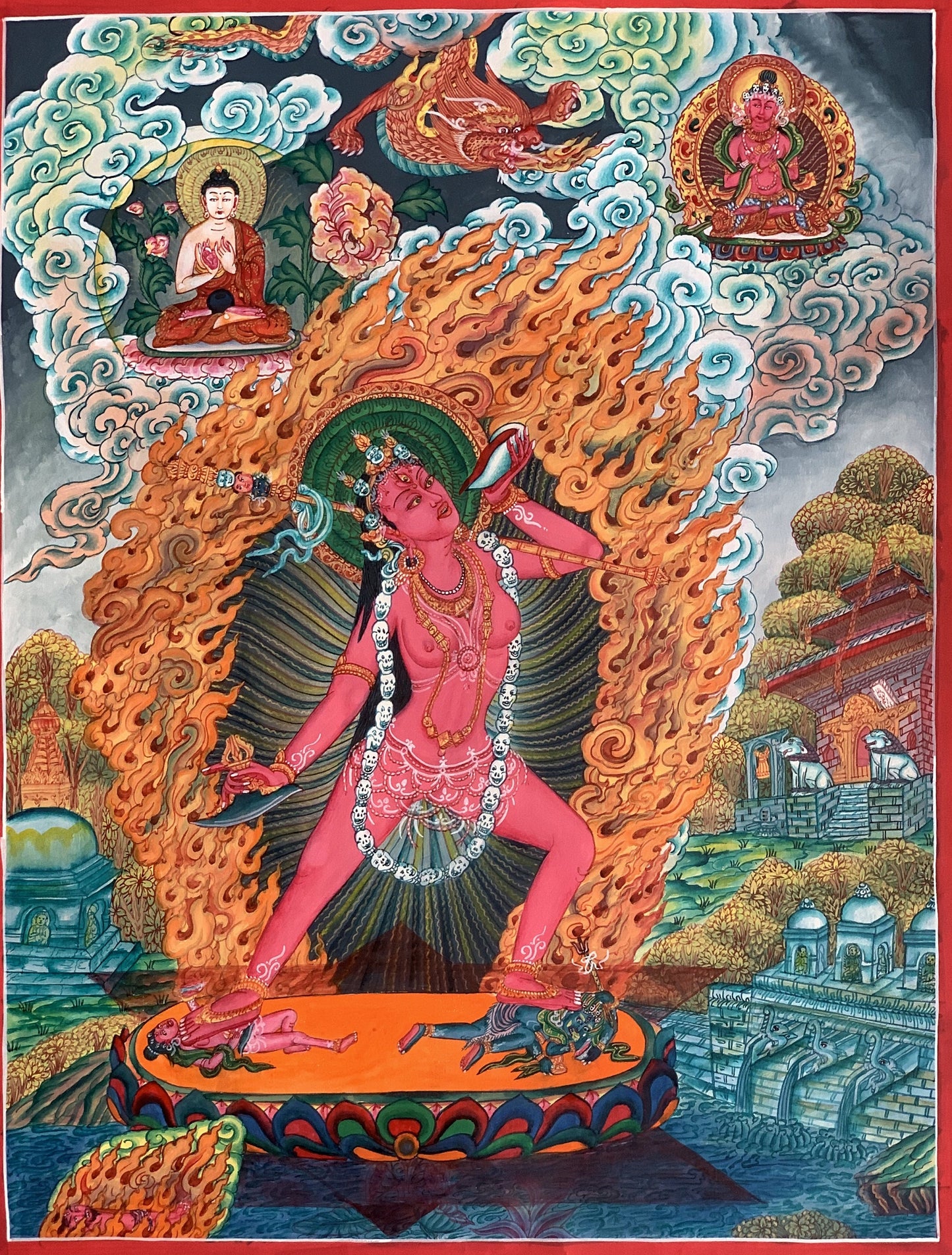 Hand -Painted Vajrayogini, Yogini, Master Quality, Masterpiece, Newari Pauba, Thangka Painting