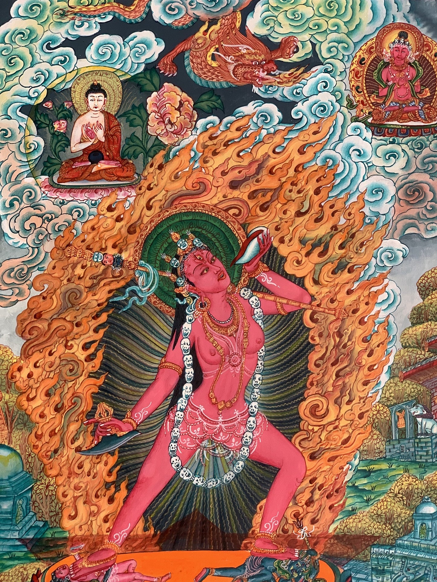 Hand -Painted Vajrayogini, Yogini, Master Quality, Masterpiece, Newari Pauba, Thangka Painting