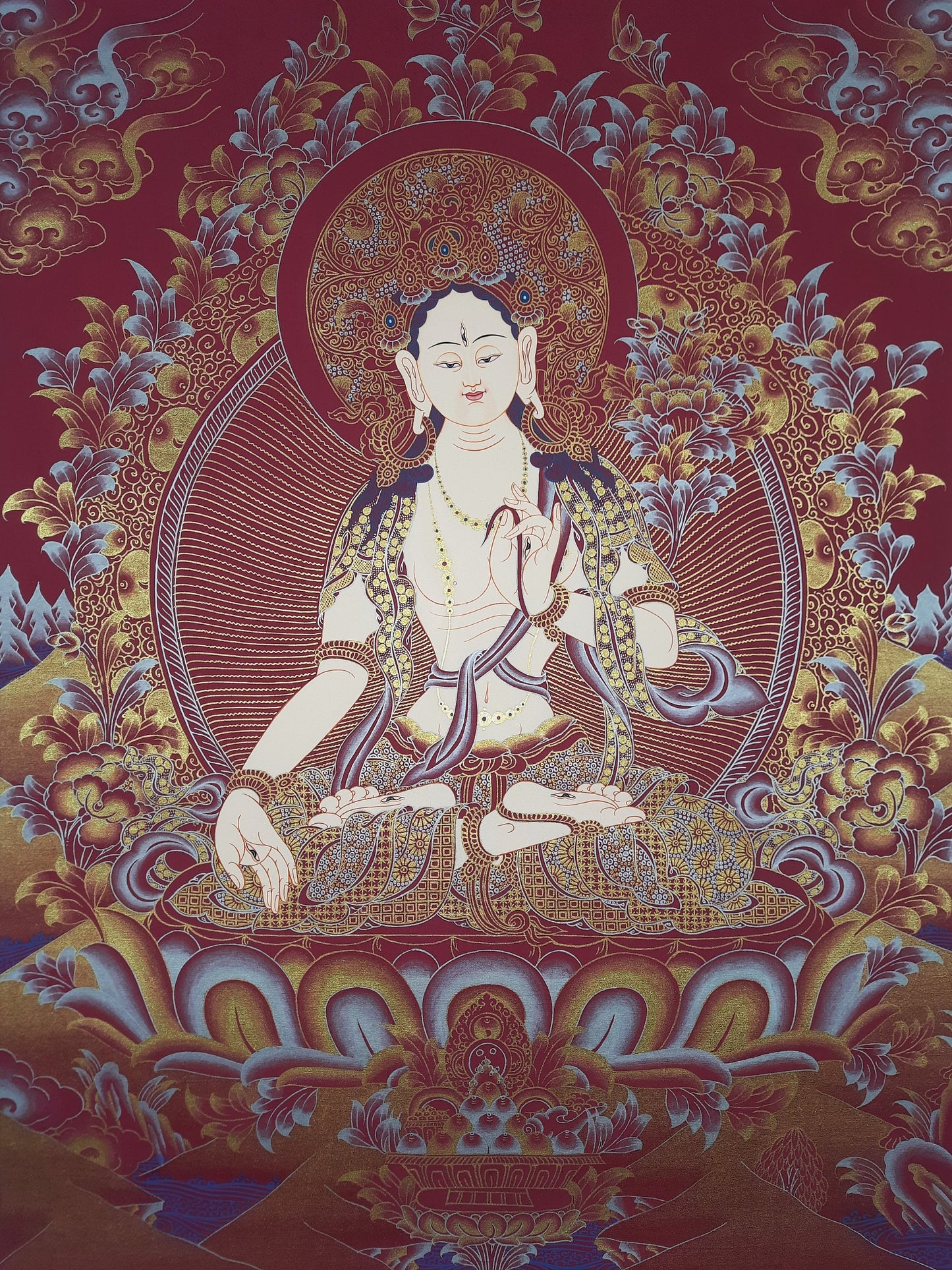 Hand painted Original White Tara / Mother Tara Tibetan Wall hanging Thanka /Thangka / Painting Compassion Meditation Art from Nepal