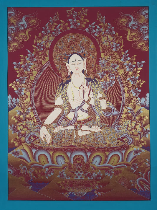 Hand painted Original White Tara / Mother Tara Tibetan Wall hanging Thanka /Thangka / Painting Compassion Meditation Art from Nepal