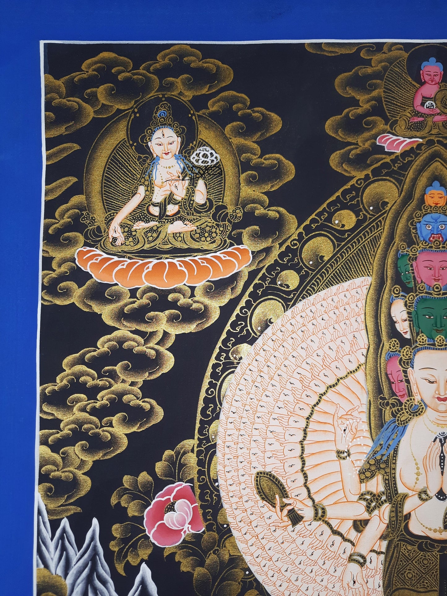 Original Hand Painted SAHASRABHUJA 1000 ARMED AVALOKITESHVARA / Lokeshwor/  Tibetan Compassion / Meditation Thangka / Thanka  Painting